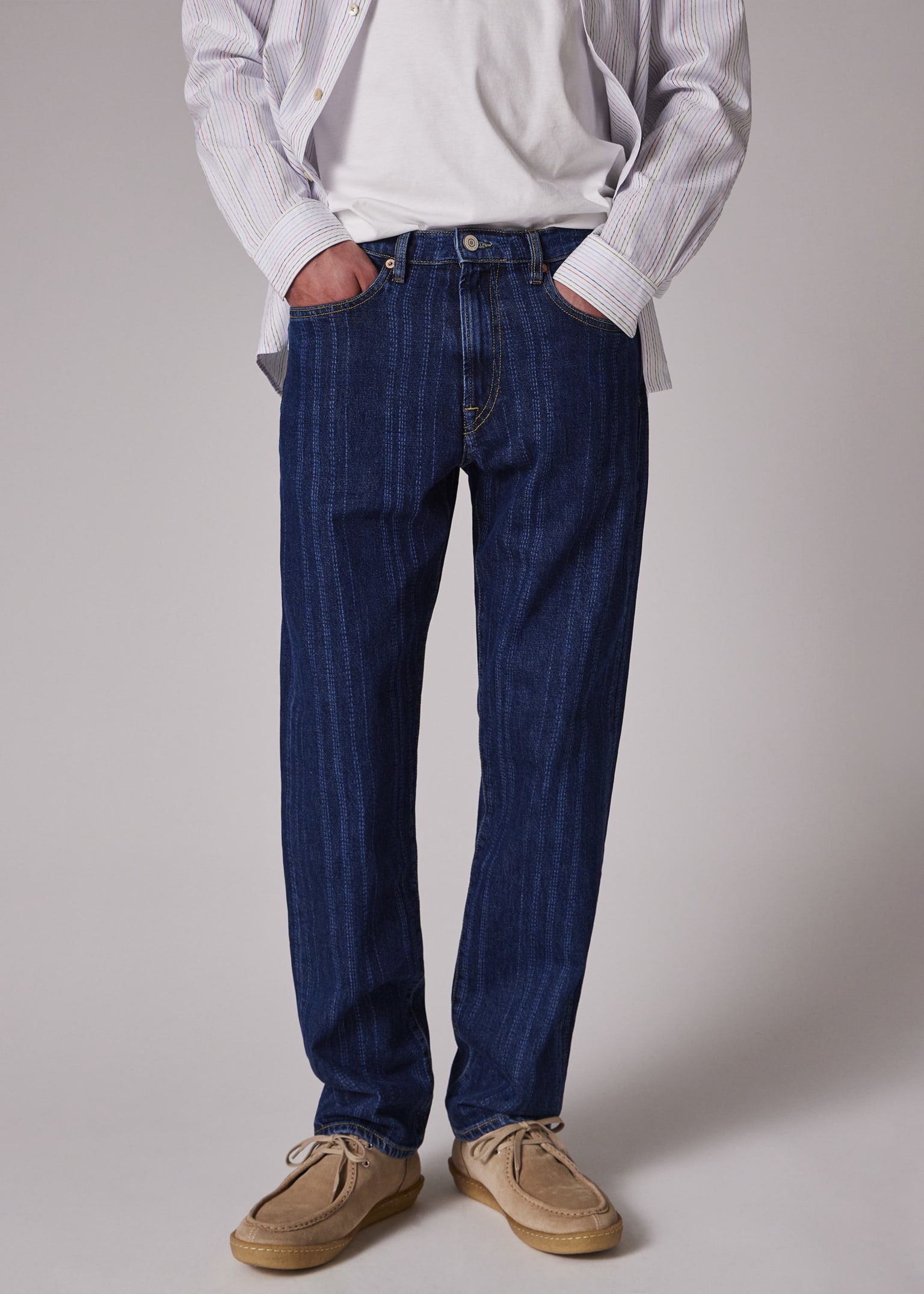 Men's Relaxed Tapered-Fit Laser Stripe Jeans