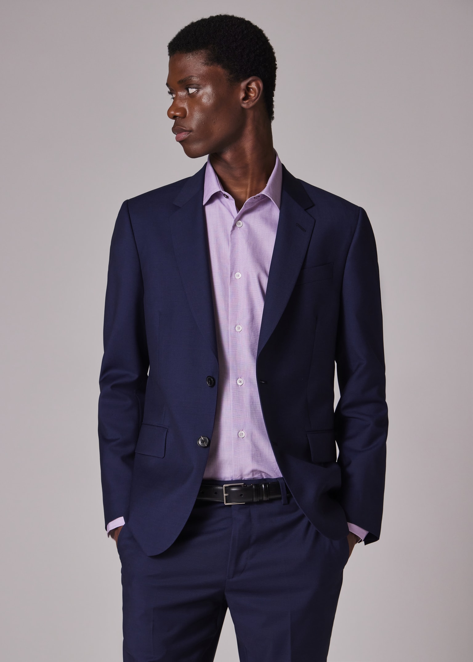 Paul Smith スーツ ダークネイビー Soho Fit The Soho - Men's Tailored-Fit Navy Wool 'A Suit To Travel In