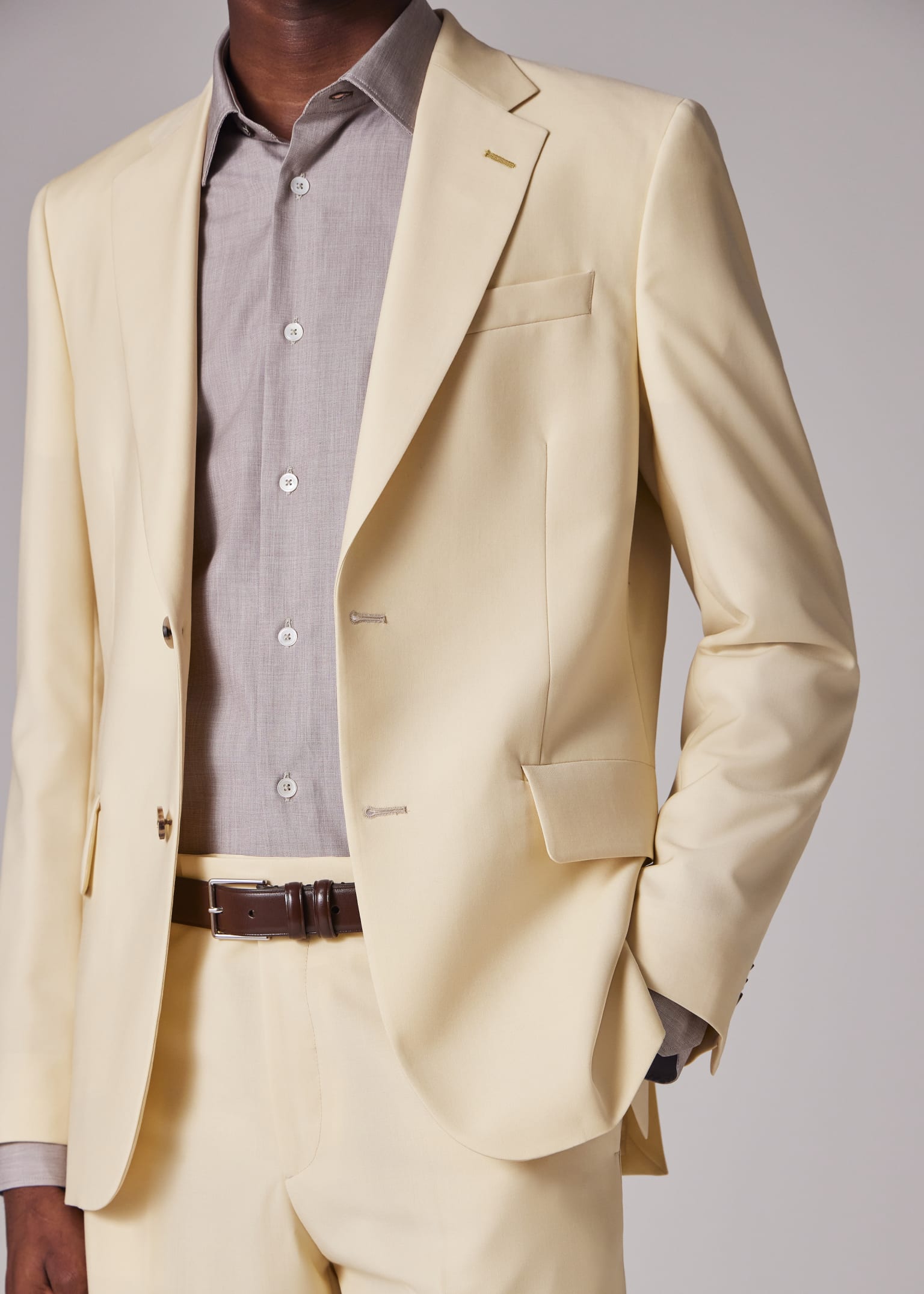 Costume Homme Jaune Beurre en Laine-Mohair