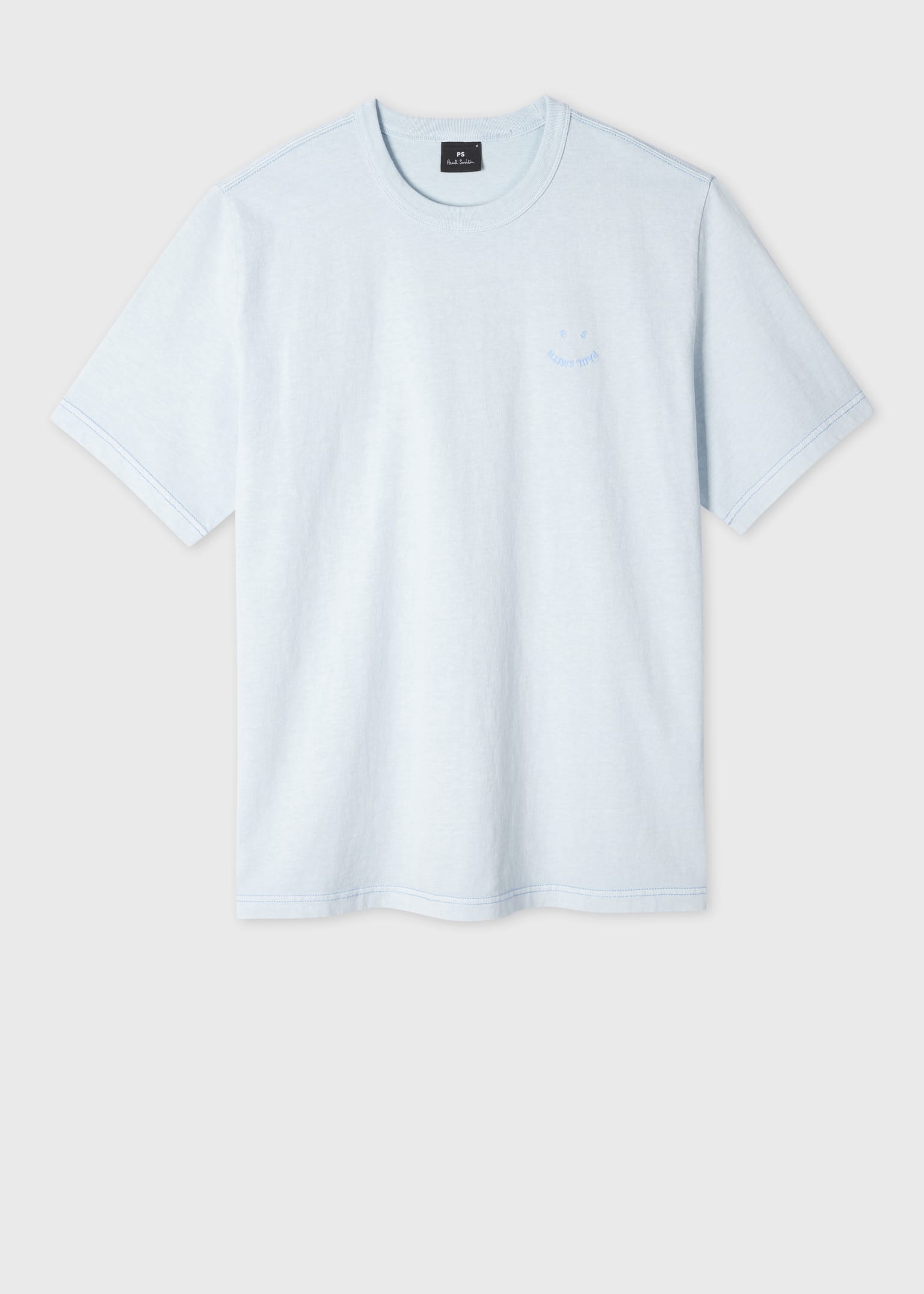 Men's Pale Blue Pigment Dyed 'Happy' T-Shirt