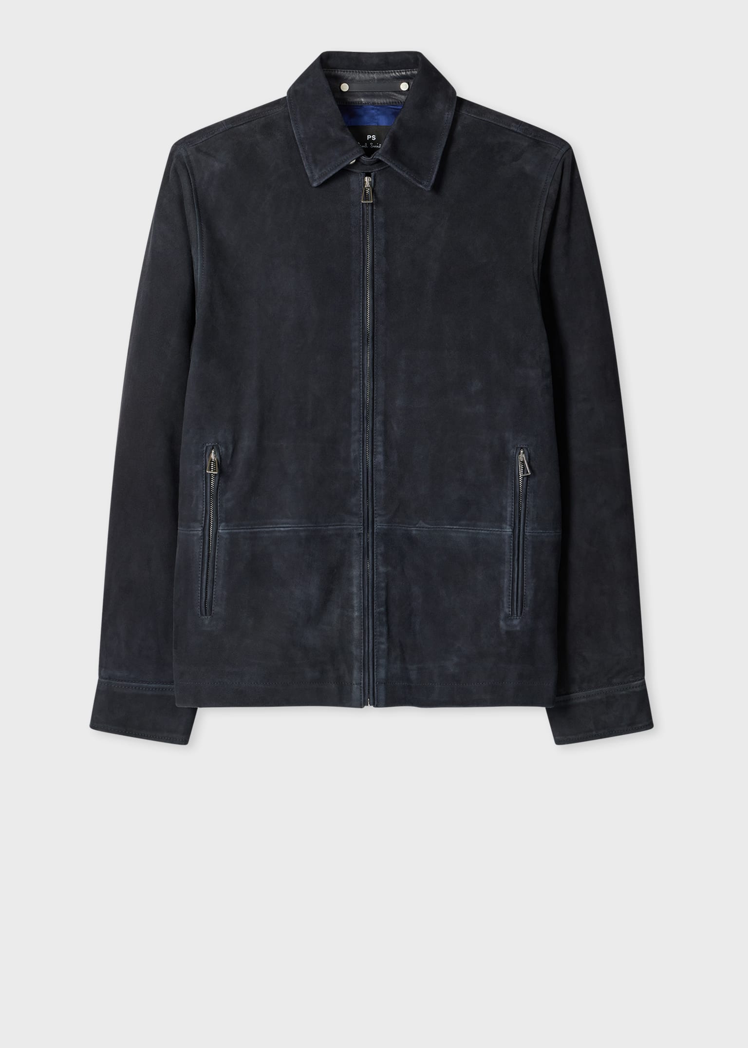 Men's Navy Suede Zip-Front Jacket