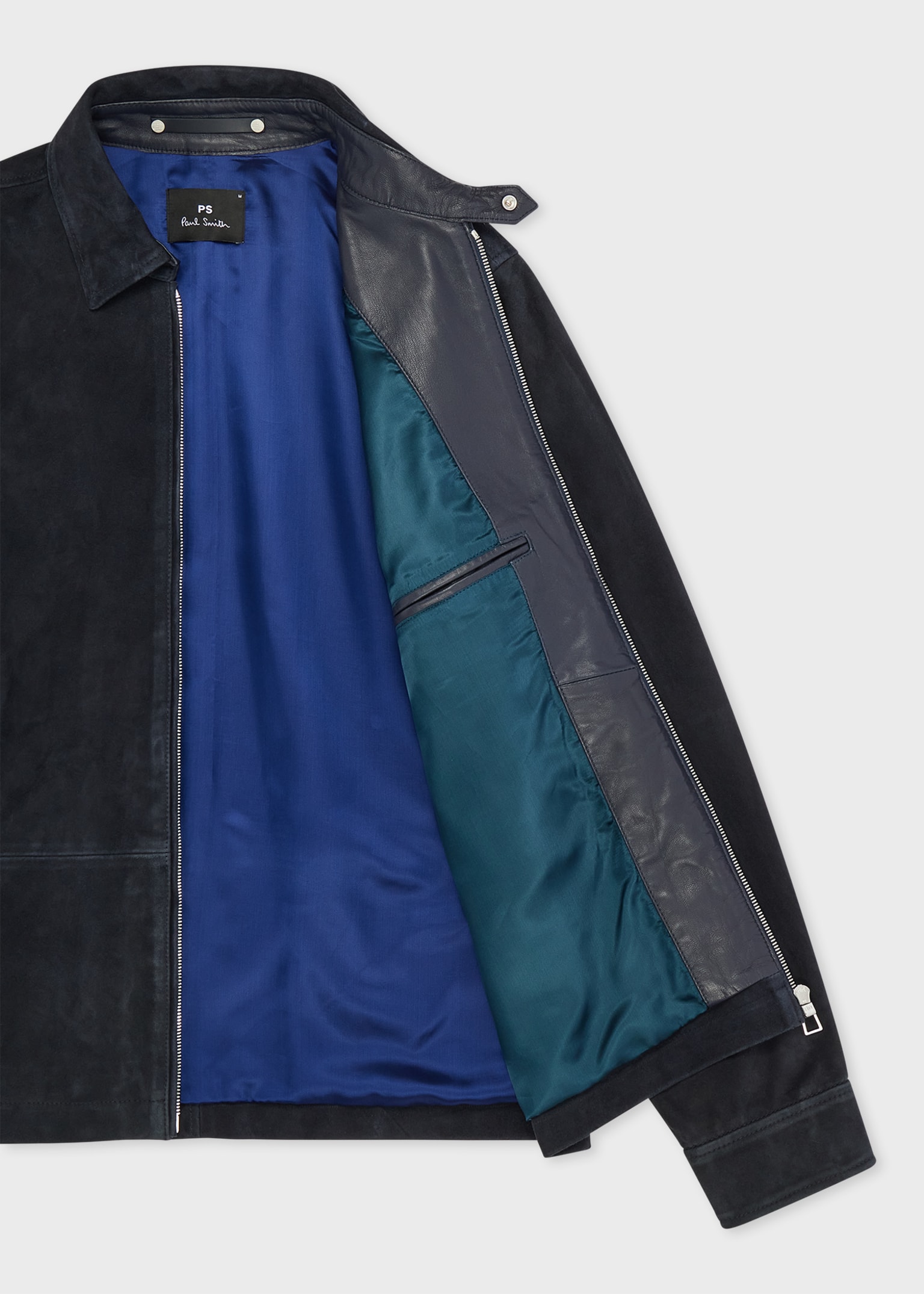 Men's Navy Suede Zip-Front Jacket