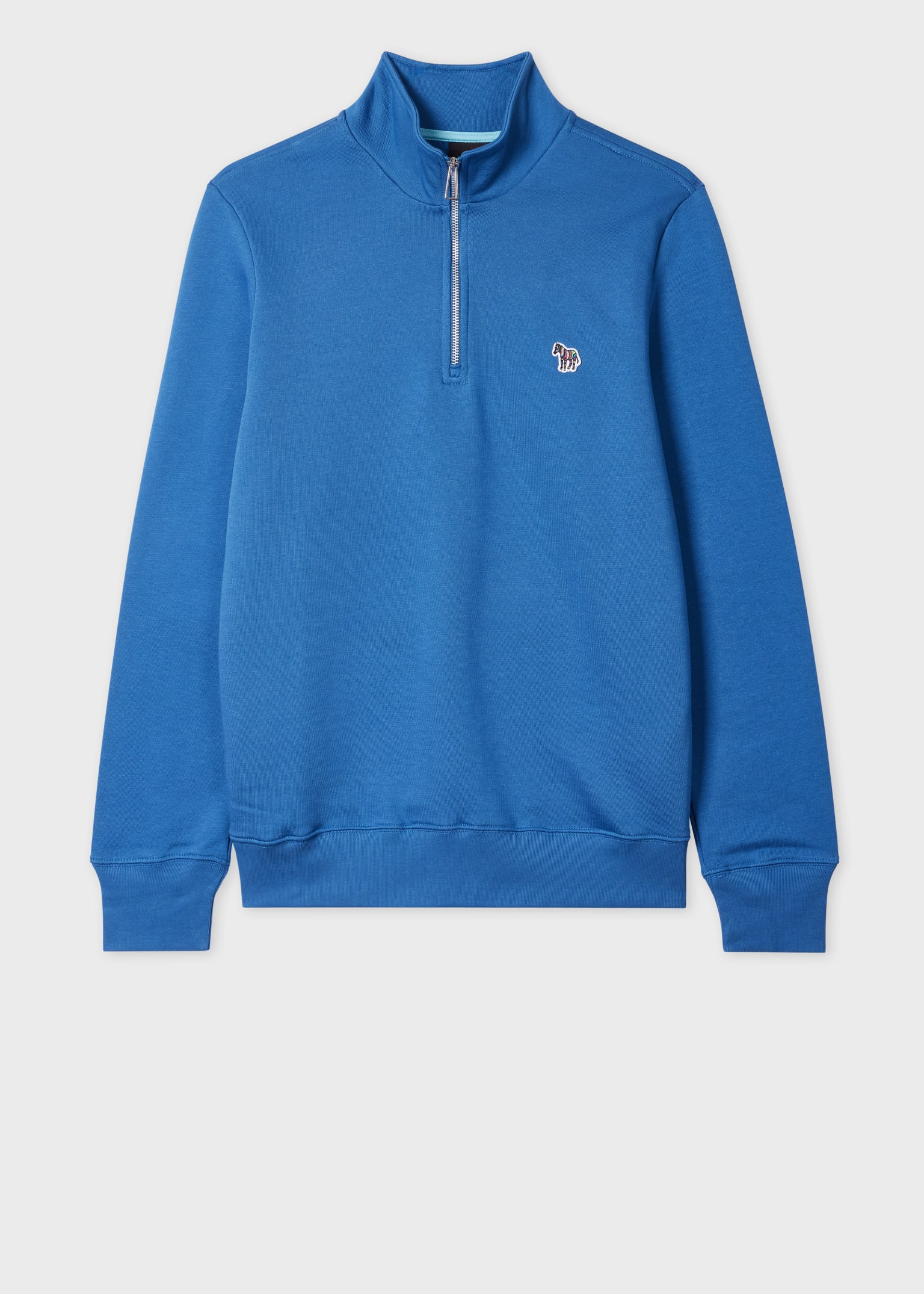 Men's Ocean Blue Zebra Logo Zip-Neck Sweatshirt