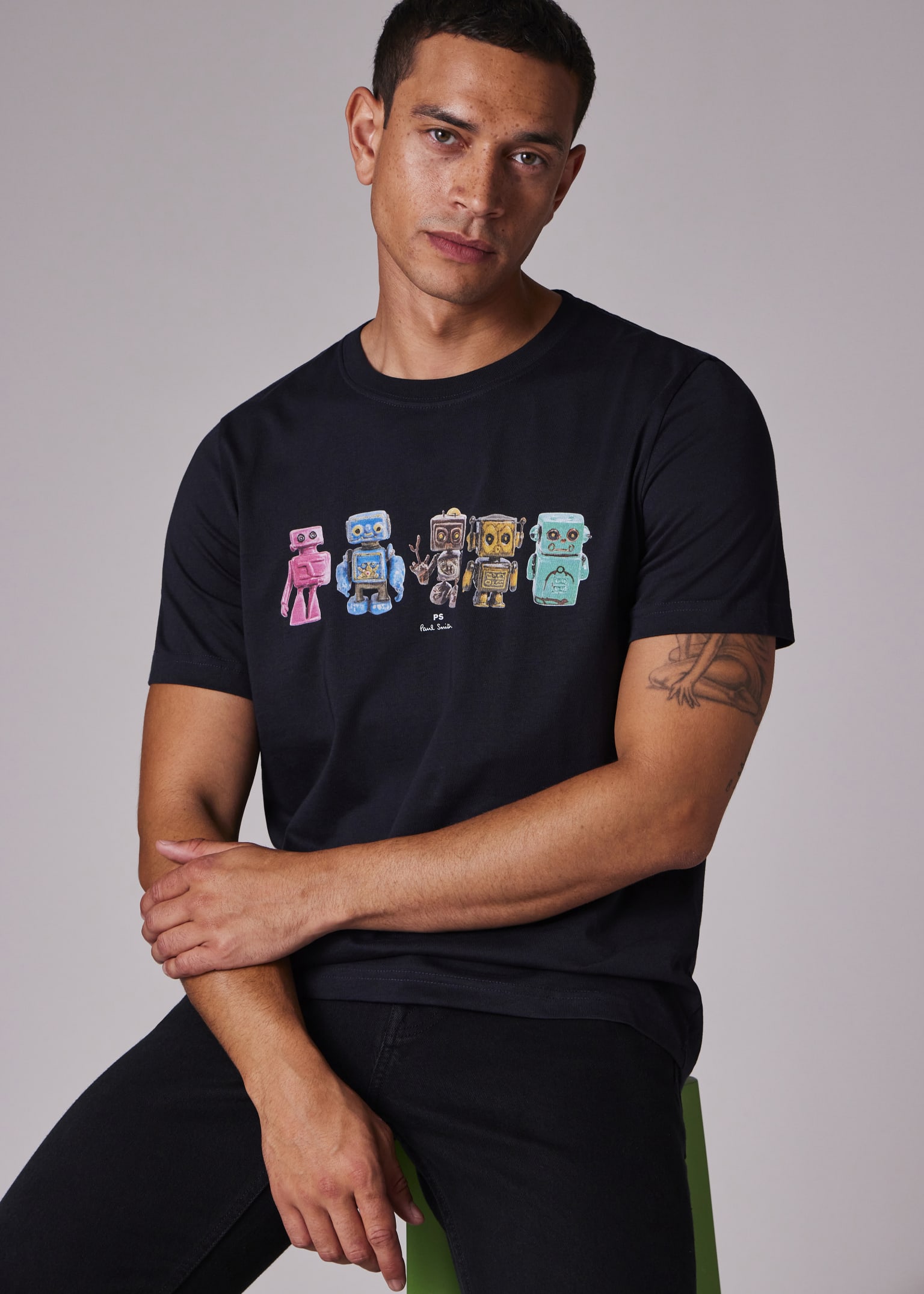 Tシャツ・カットソー PAUL SMITH Men T-shirt Blue M1R697PPP4890 49 Men's Turquoise 'Skulls' Print T-Shirt