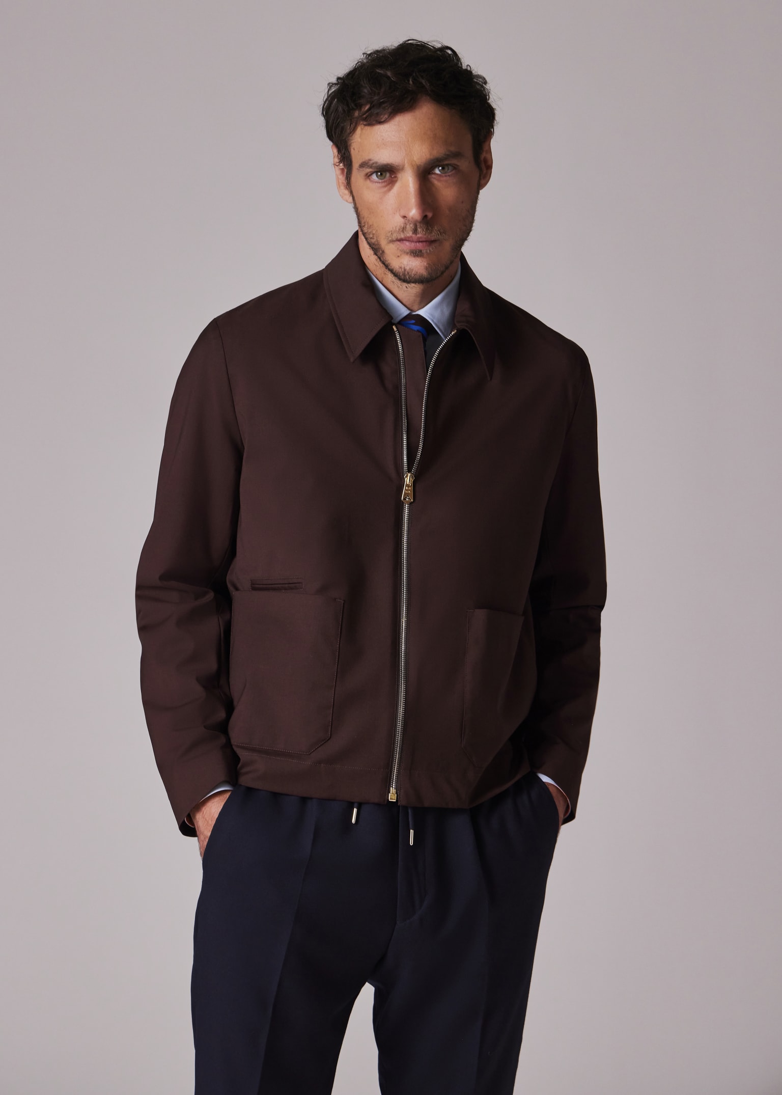 Men's Burgundy 'Storm System' Wool Short Zip Jacket