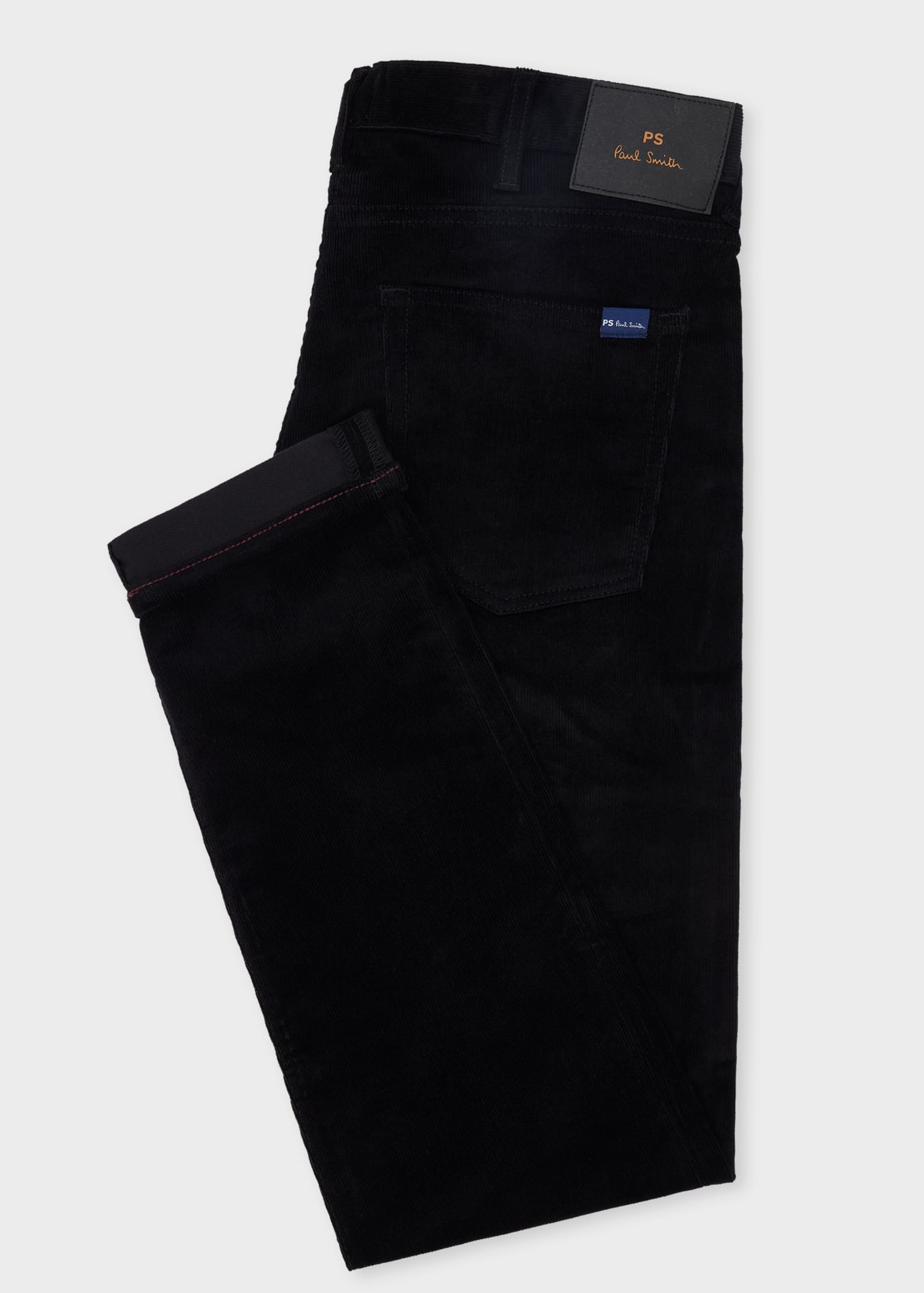 Men's Tapered-Fit Black Corduroy Trousers