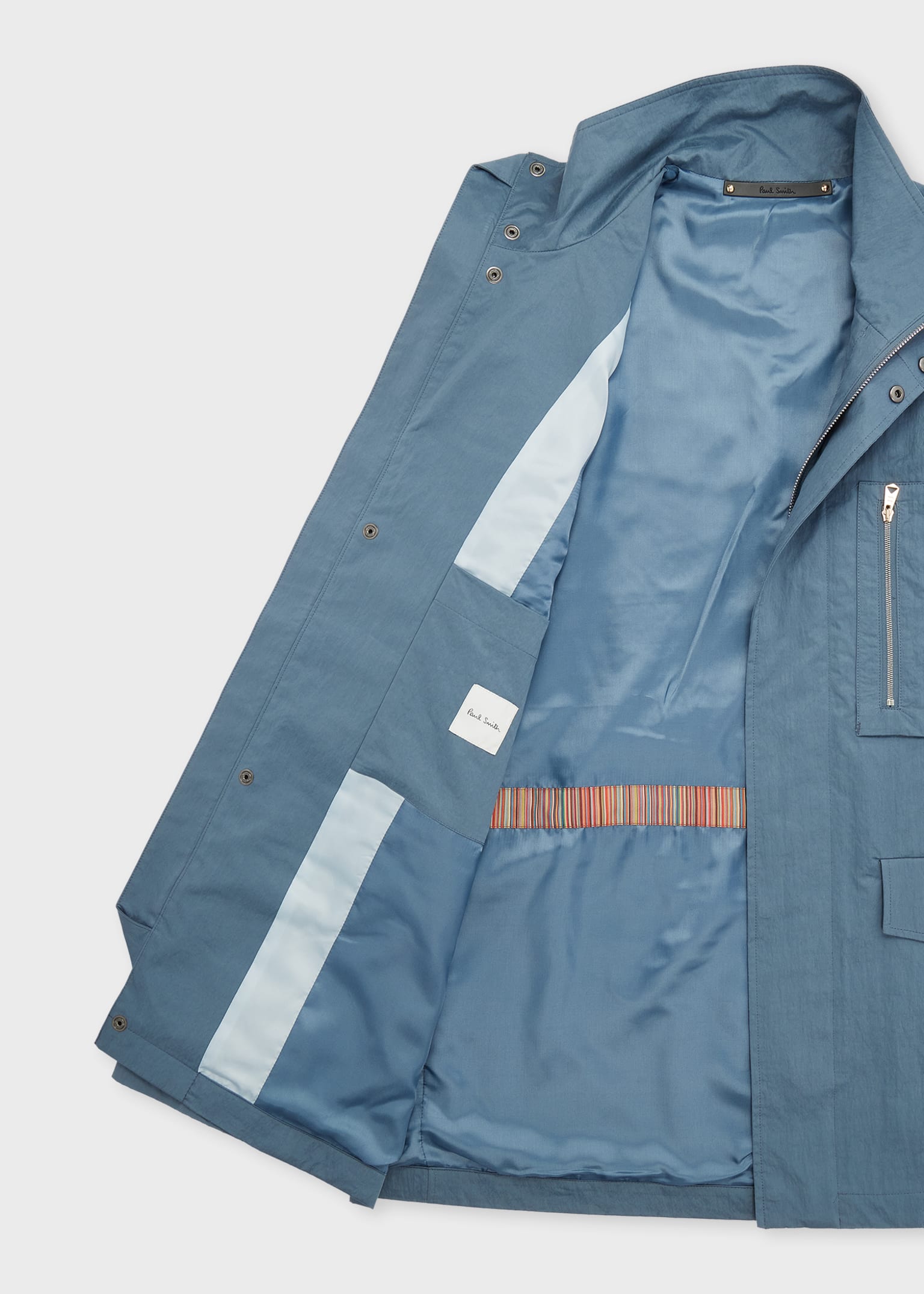 Men's Light Blue Nylon-Blend Water Resistant Field Jacket