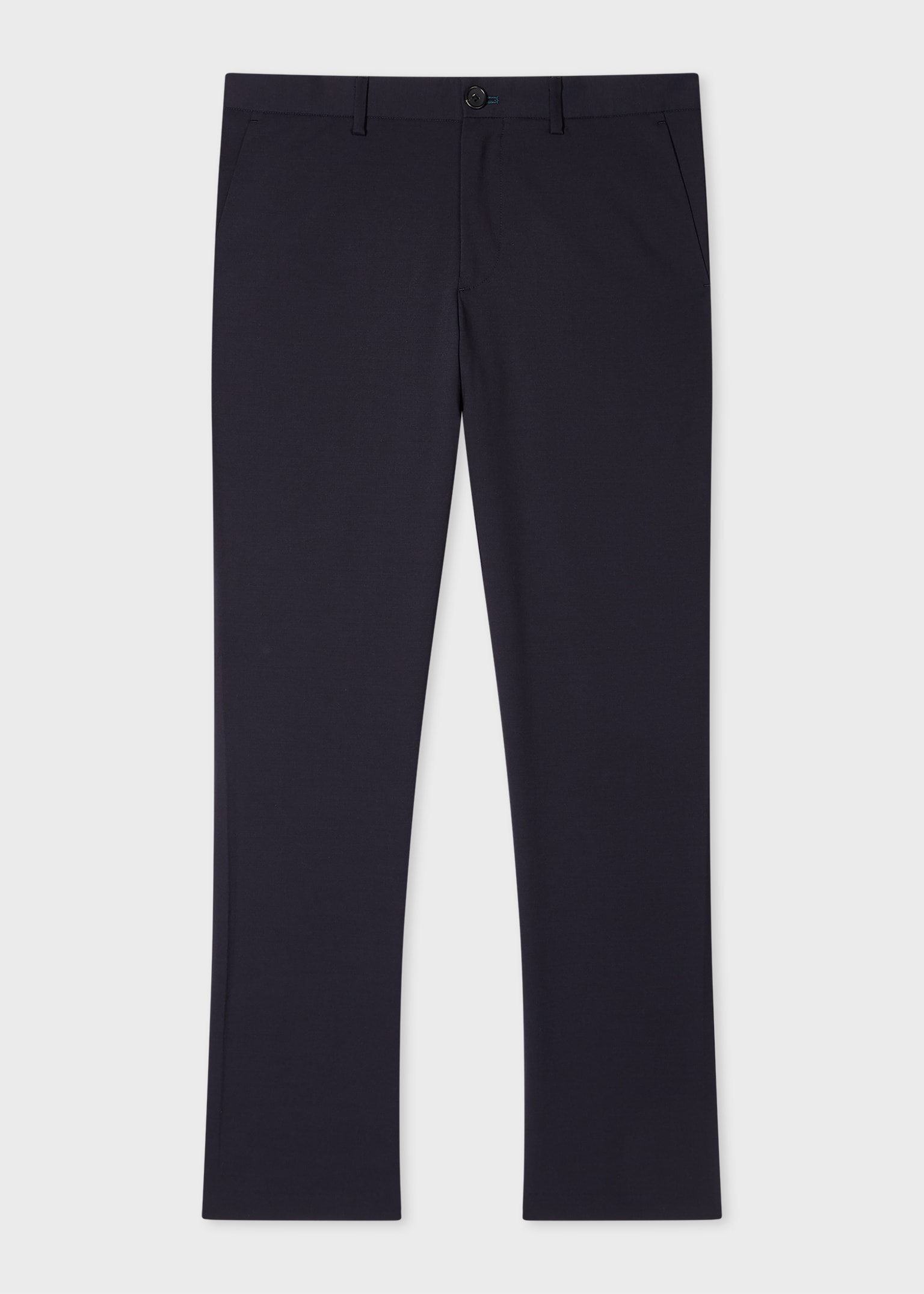Men's Navy Mid-Fit Wool-Cotton Blend Chinos