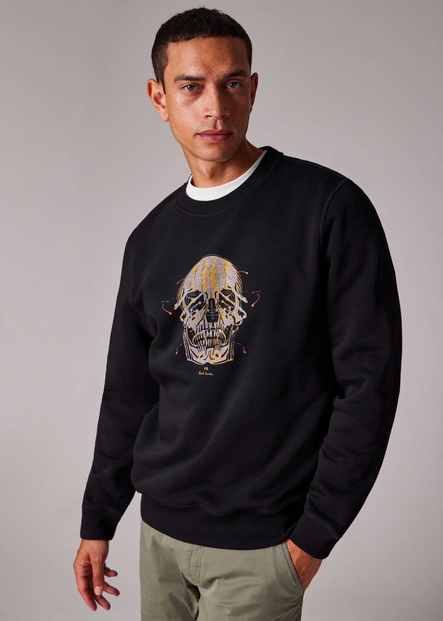 Men's Black 'Painted Skull' Print Sweatshirt