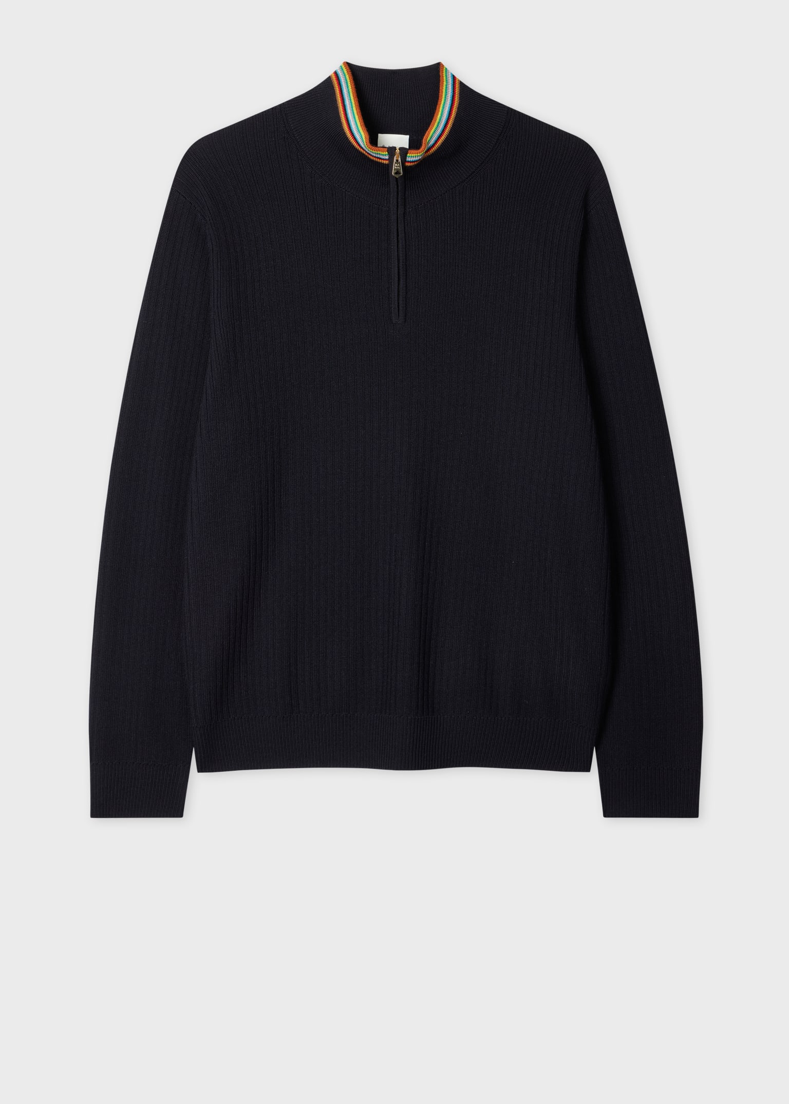 パーカー・フーディ Paul Smith Merino Wool Jersey With Striped Detailing Men's Navy Washable Merino Wool 'Signature Stripe' Half Zip