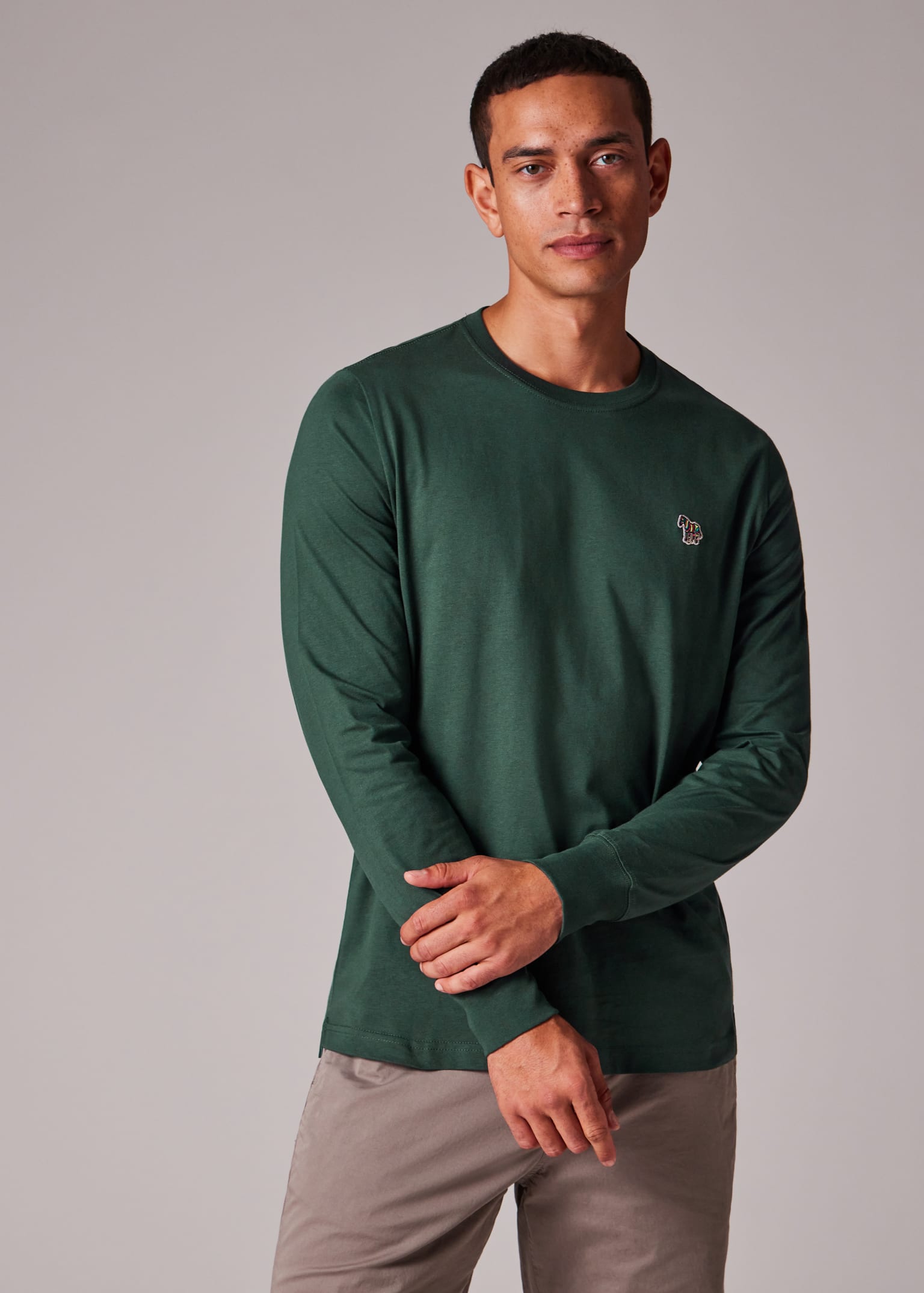 Tシャツ・カットソー Paul Smith FW20 LONG SLEEVE T-SHIRT (M1R/396U/EP2186_79) Men's Black Zebra Logo Long-Sleeve T-Shirt