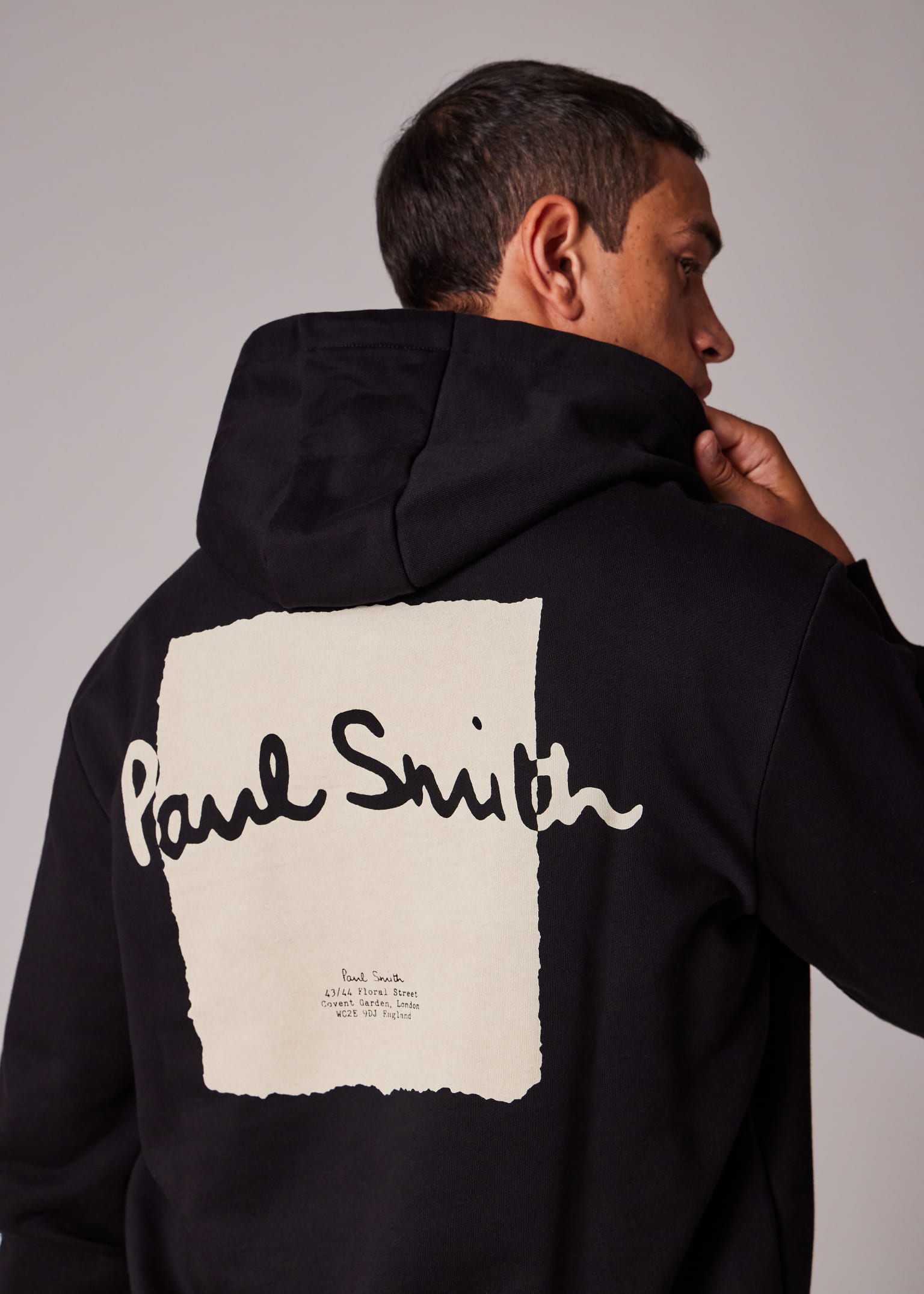 Men's Black Signature Logo Print Hoodie