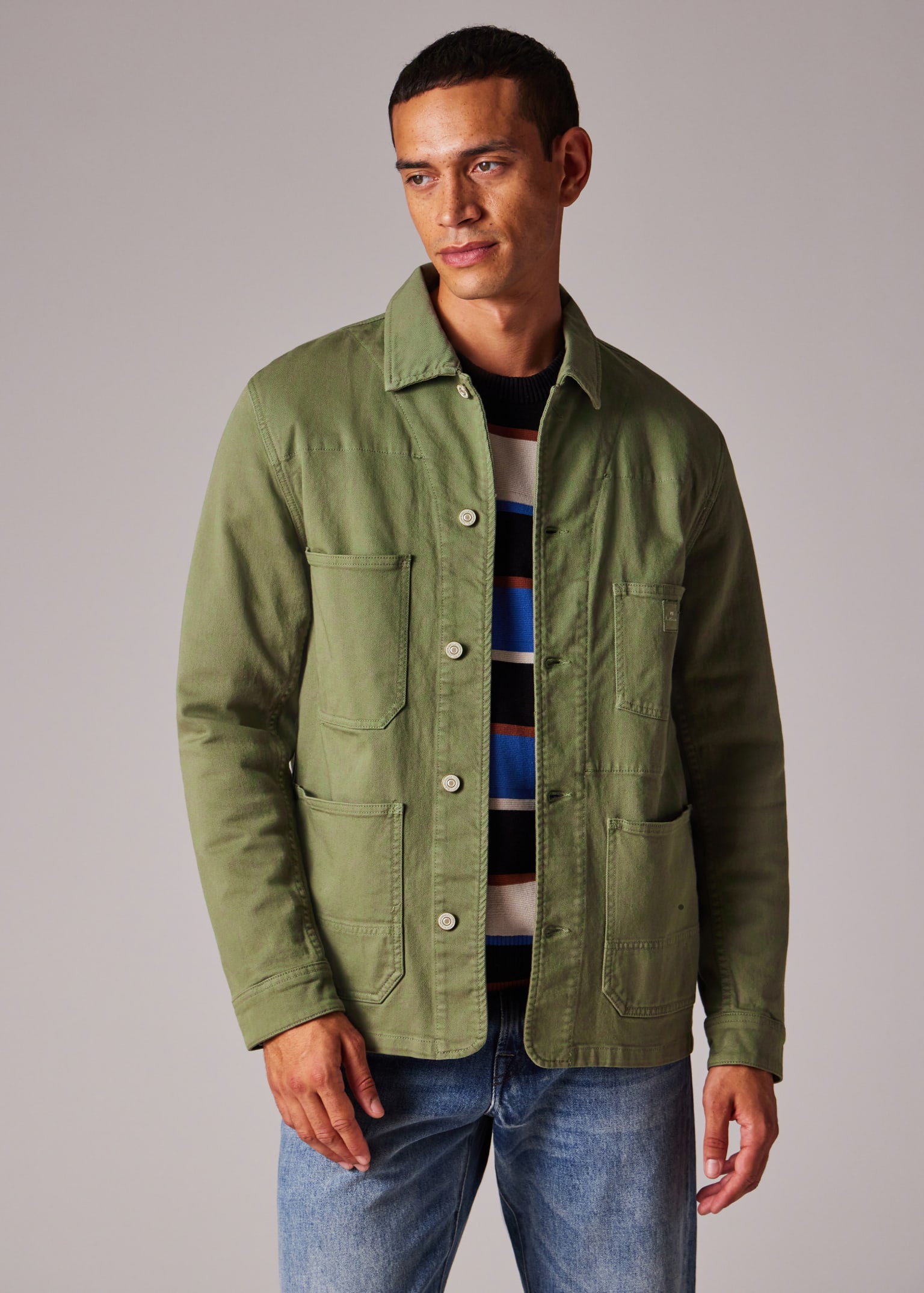 Paul Smith　グリーン　ジャケット Men's Green Garment-Dyed Organic Cotton Work Jacket