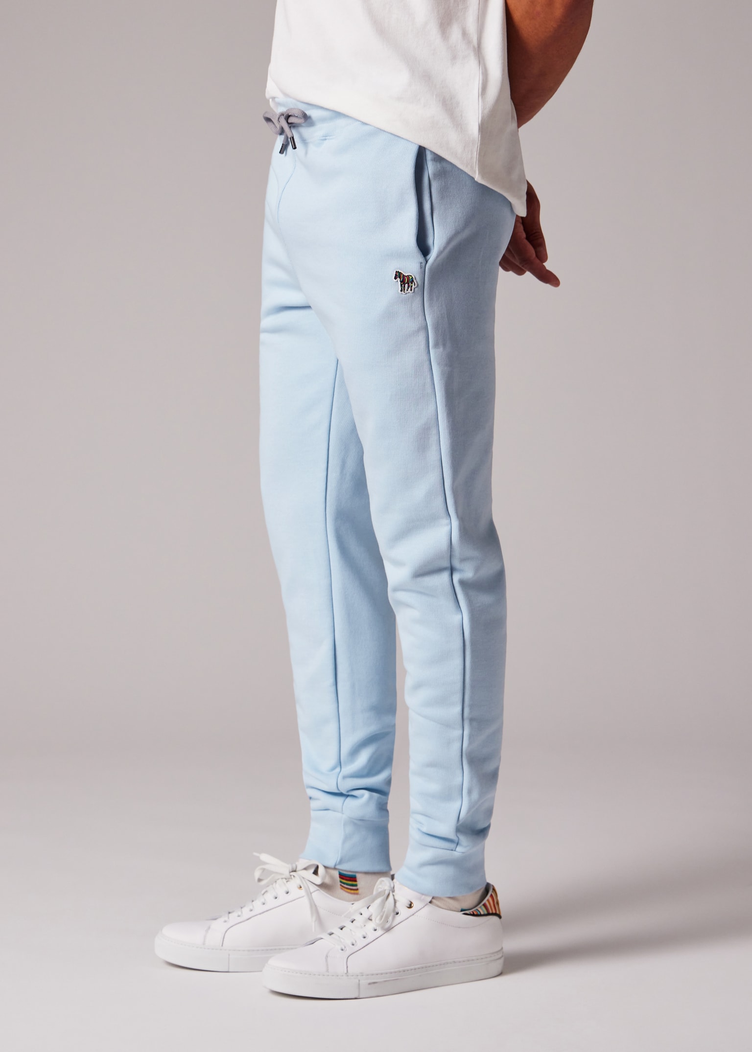 Men's Slim-Fit Sky Blue Zebra Logo Sweatpants