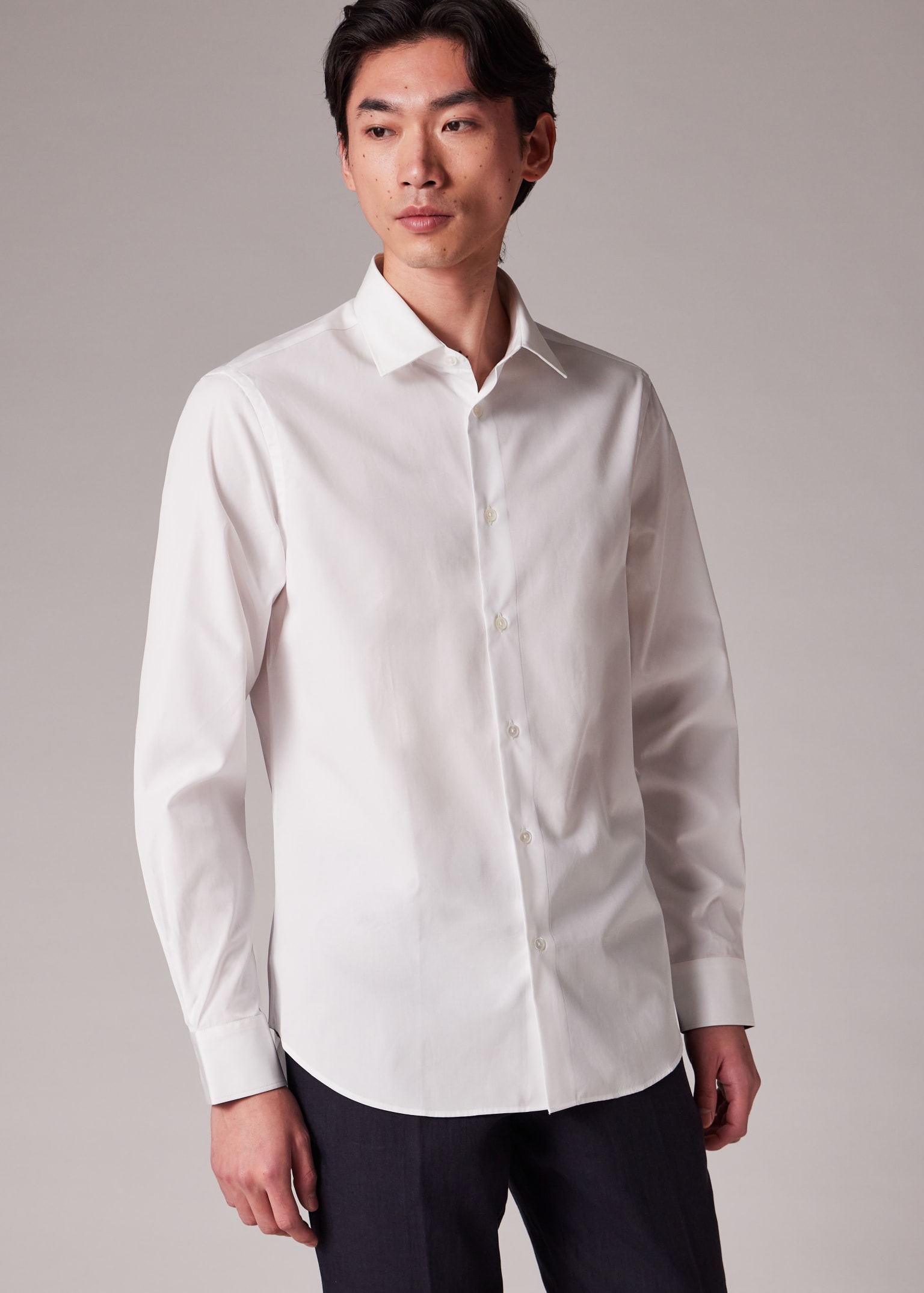 Men's Slim-Fit White Shirt With 'Artist Stripe' Cuff Lining