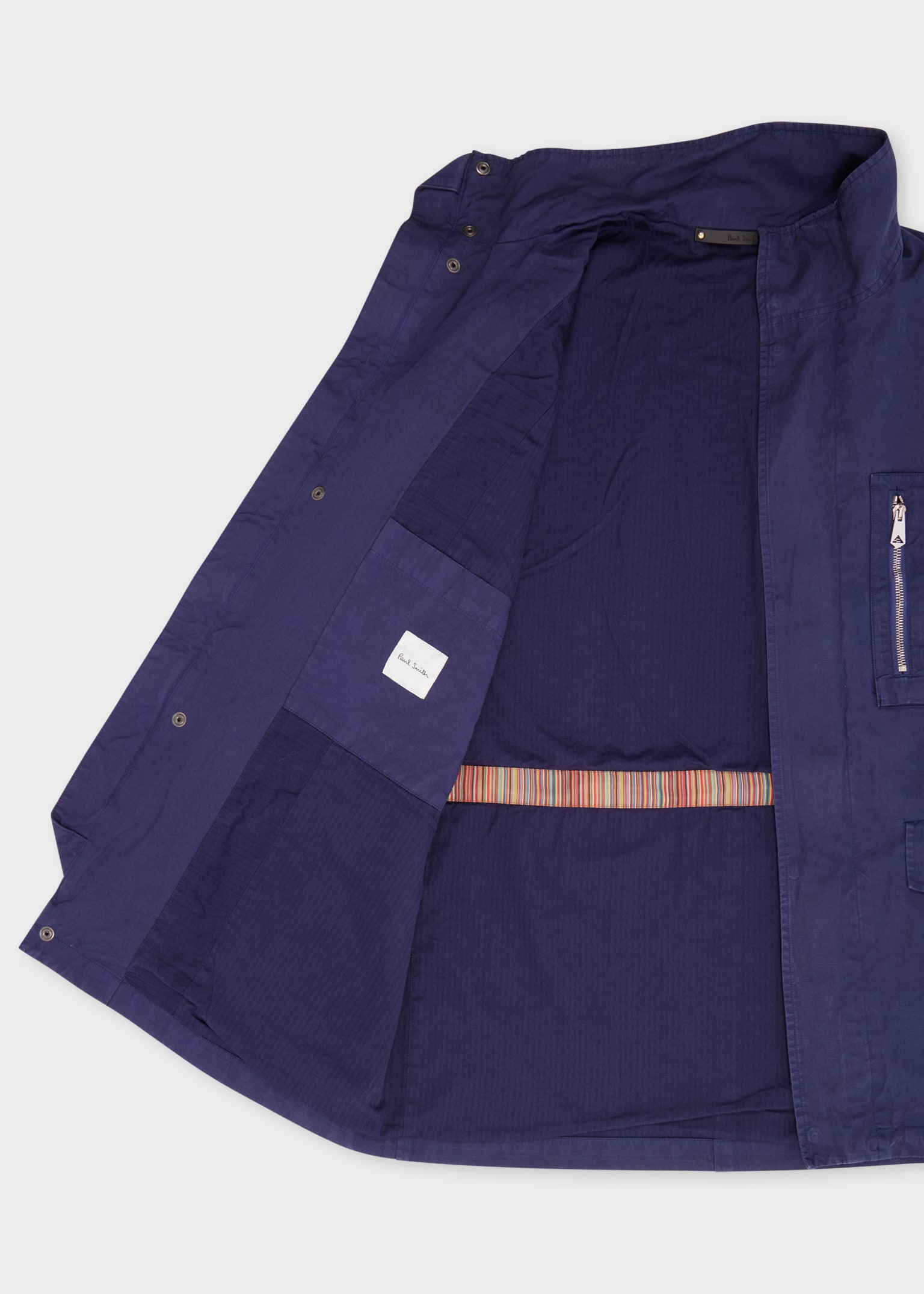 Paul Smith◎KOI HAWAIIAN MILITARY JACKET Men's Navy Garment-Dye Cotton-Linen Field Jacket