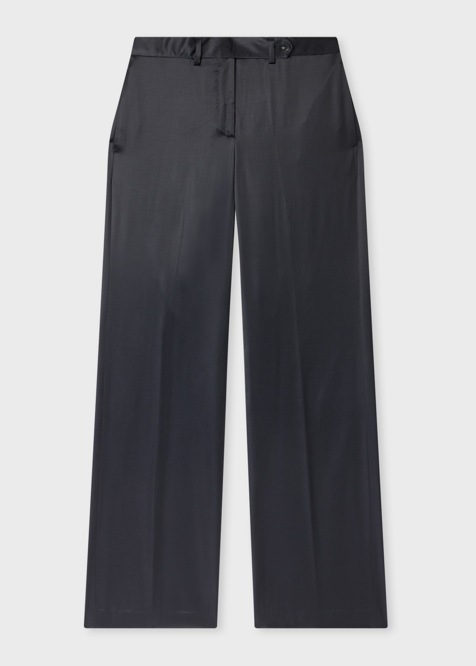 Women's Navy Satin Bootcut Trousers