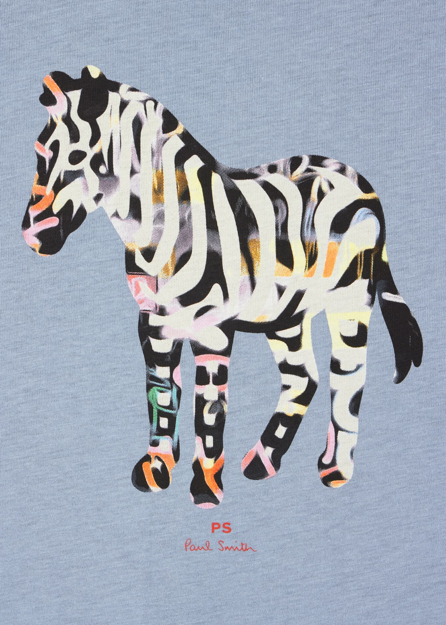 Pale Blue Organic Cotton 'Graffiti Zebra' T-Shirt Paul Smith