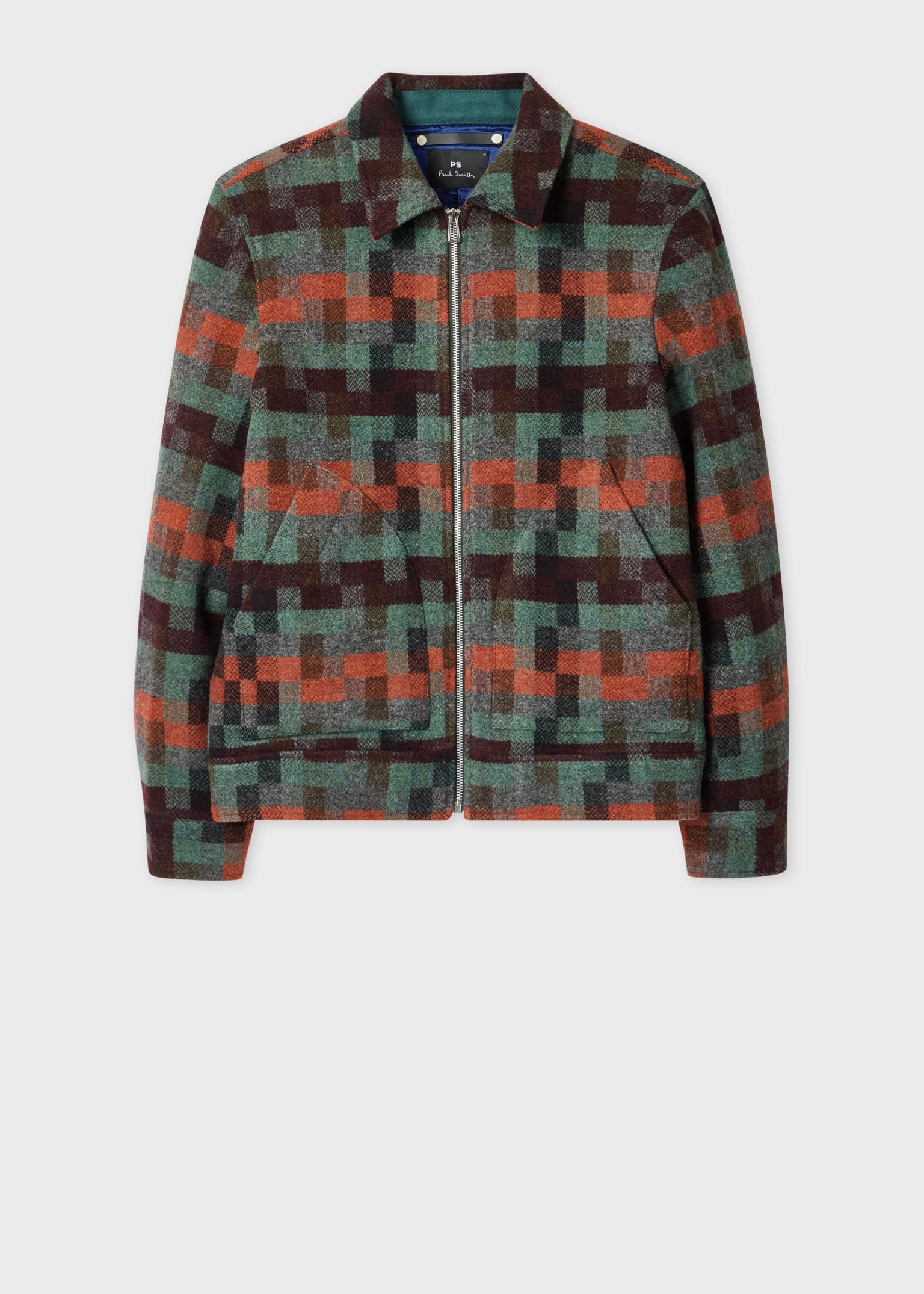 ジャケット・アウター PAUL SMITH ARCHIVE WOOL TAILORED JACKET Men's Grey Check Wool Work Jacket