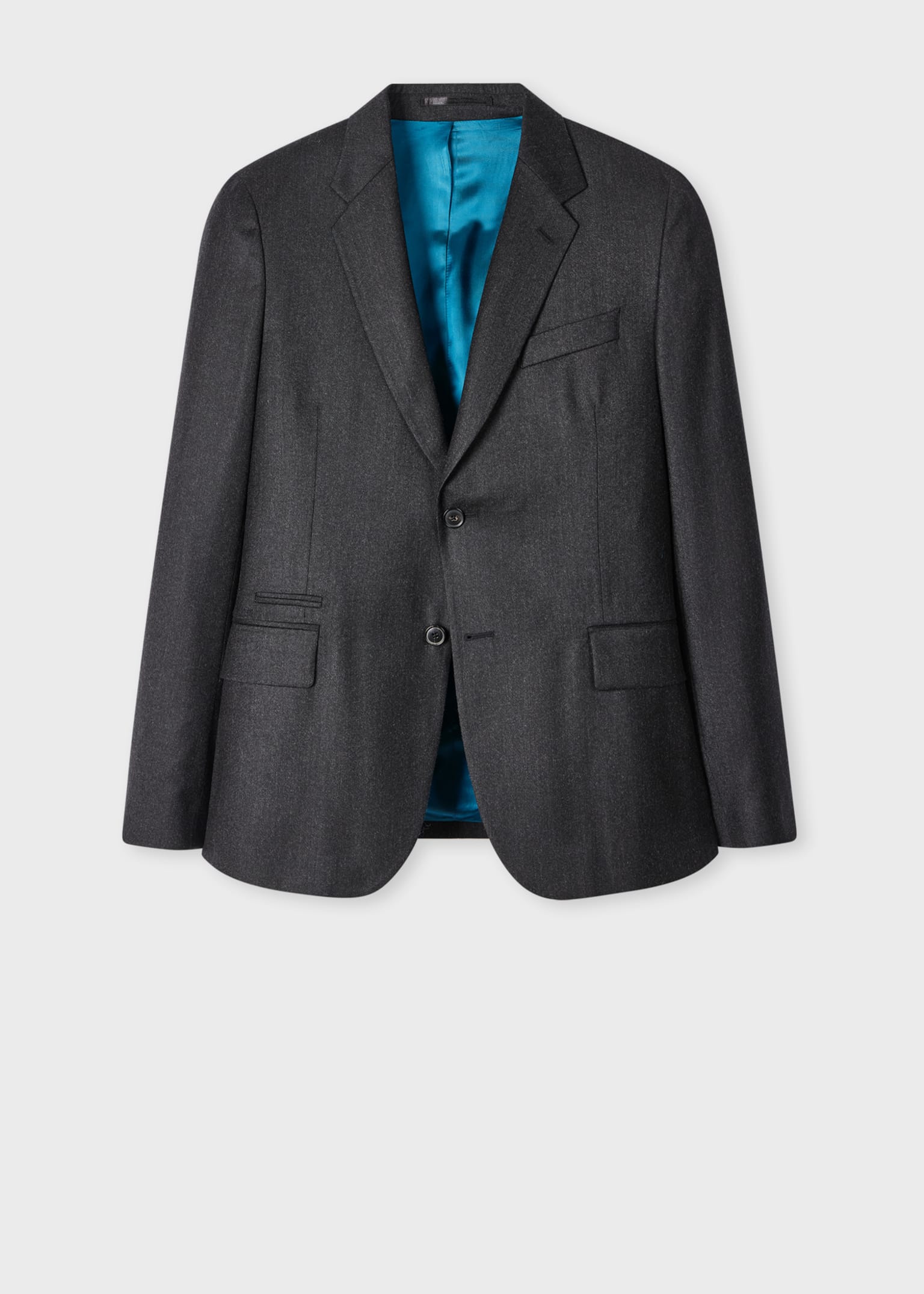 Men's Tailored-Fit Charcoal Overdyed Wool-Cashmere Flannel