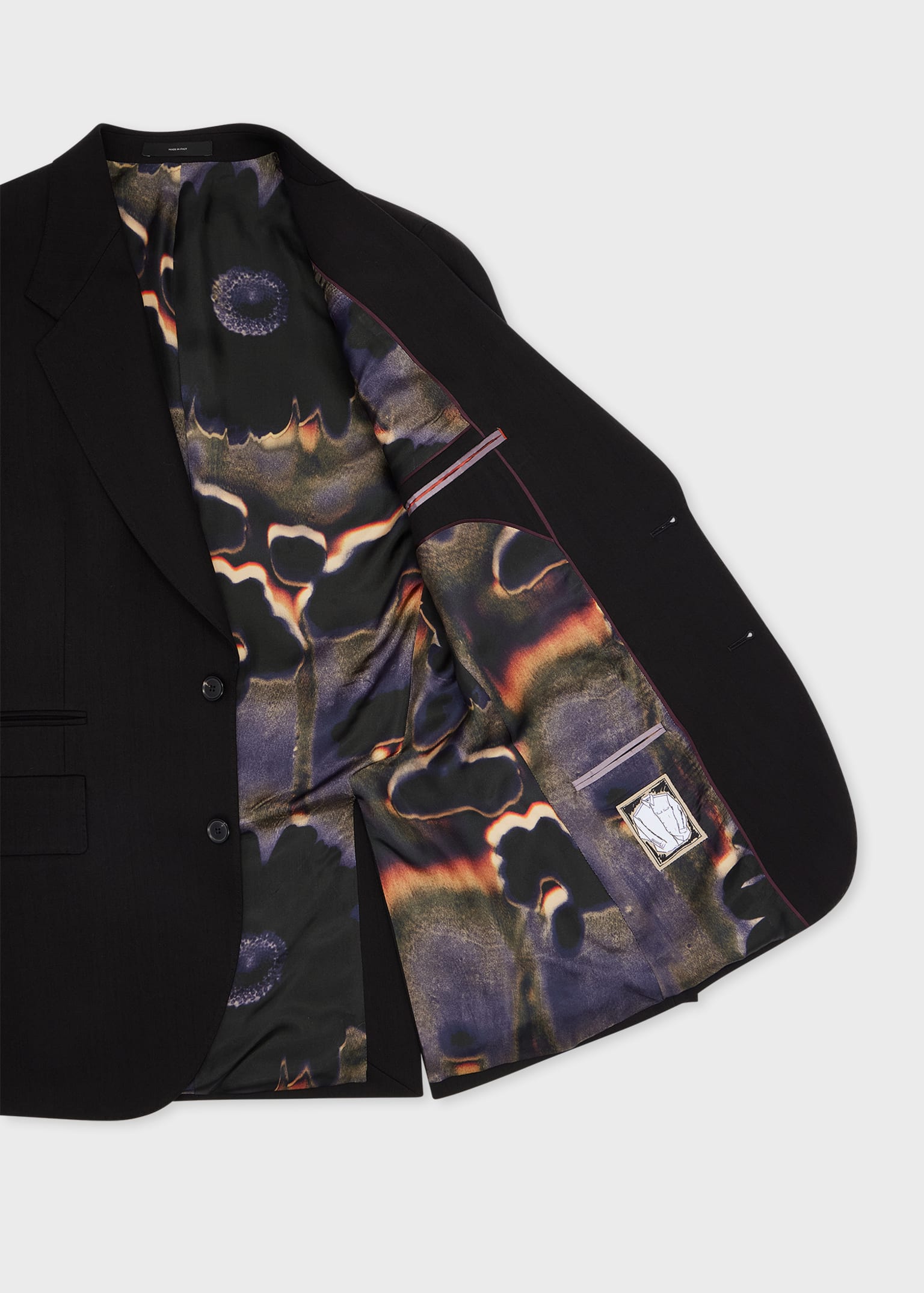 Men's Black Textured Wool-Lyocell Blazer