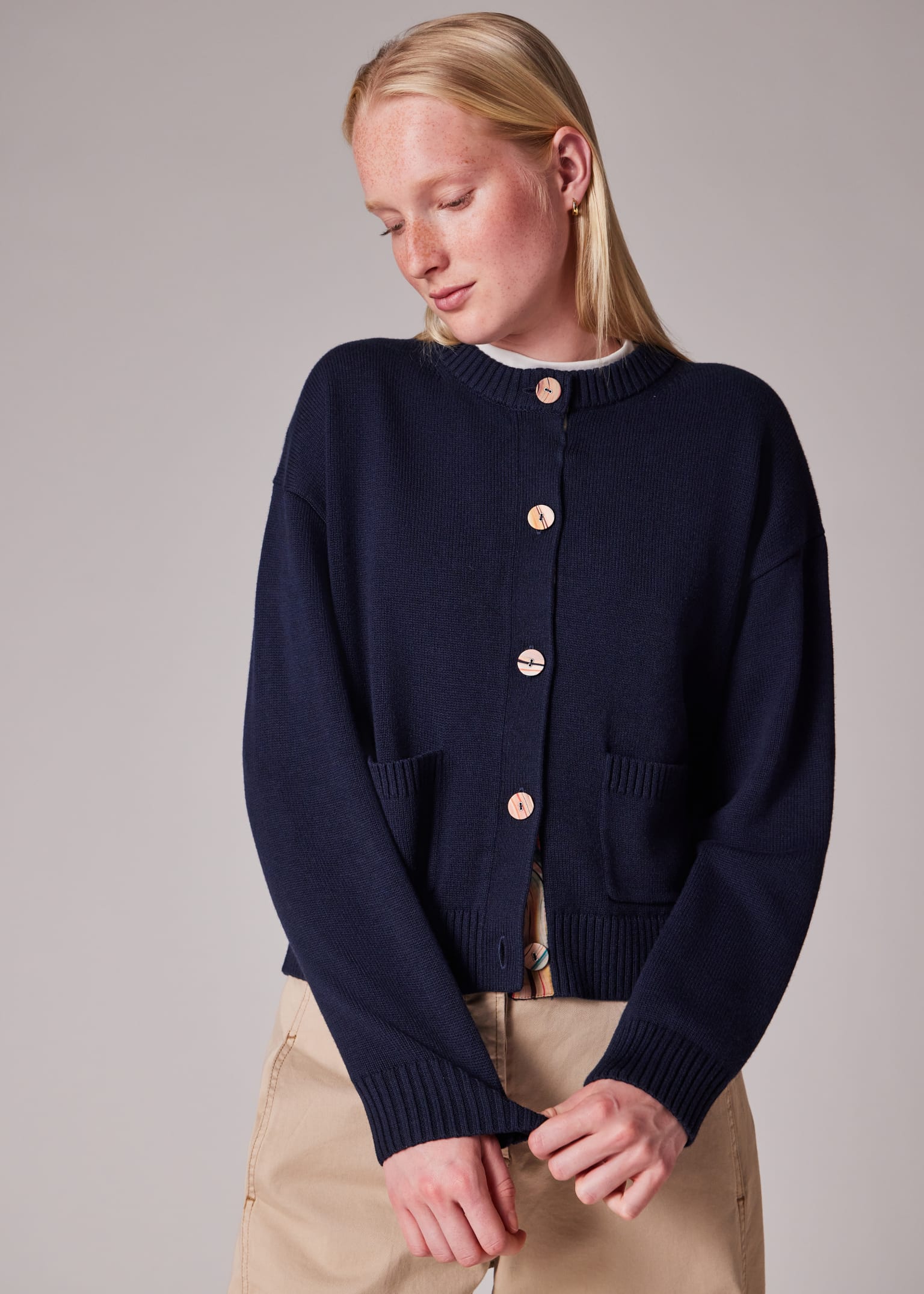 Women's Navy 'Swirl' Placket Cardigan