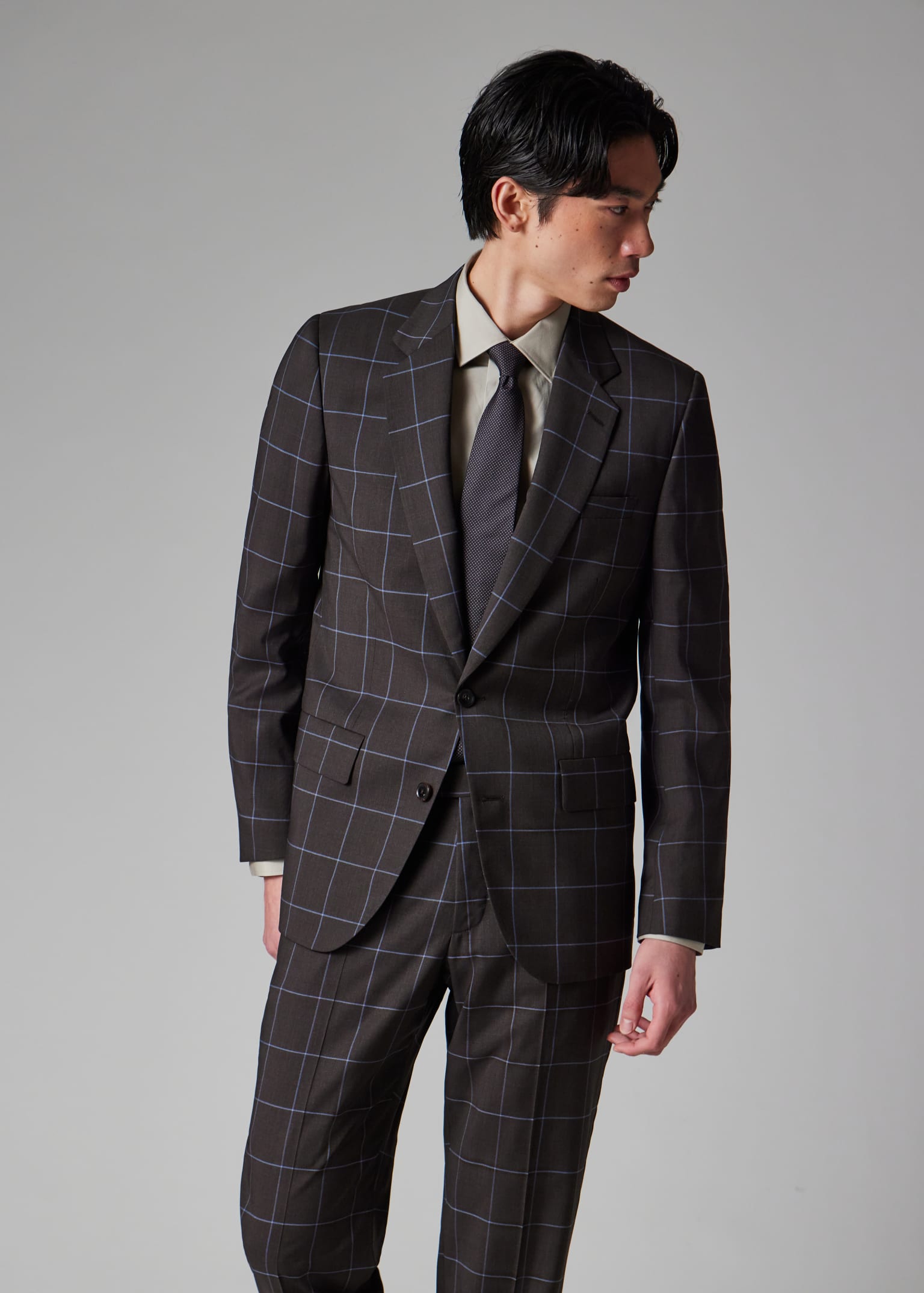 thumbnail image 2 of AZAR MAN Slim Fit Charcoal Windowpane Plaid Suit – 2 Button, Notch Lapel – Men's 34-54 2 of 3
