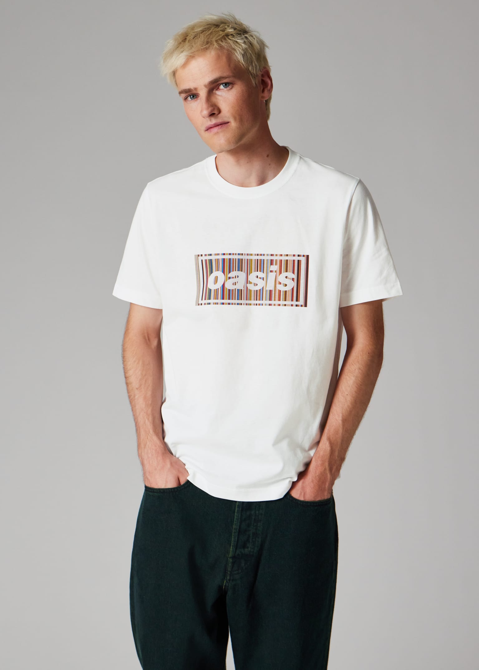 Paul Smith x Oasis - White 'Signature Stripe' Logo T-Shirt