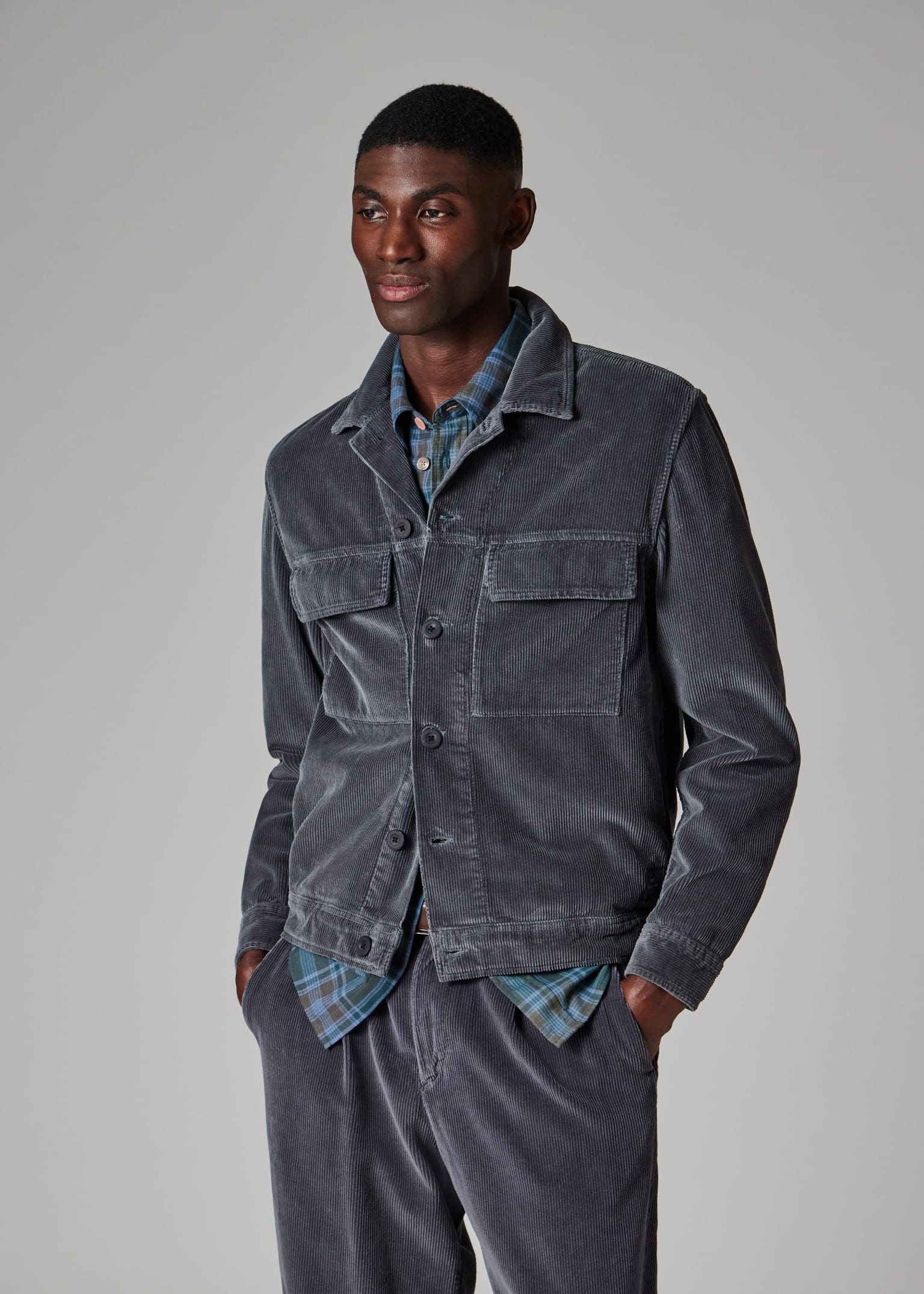 Men's Grey Corduroy Jacket