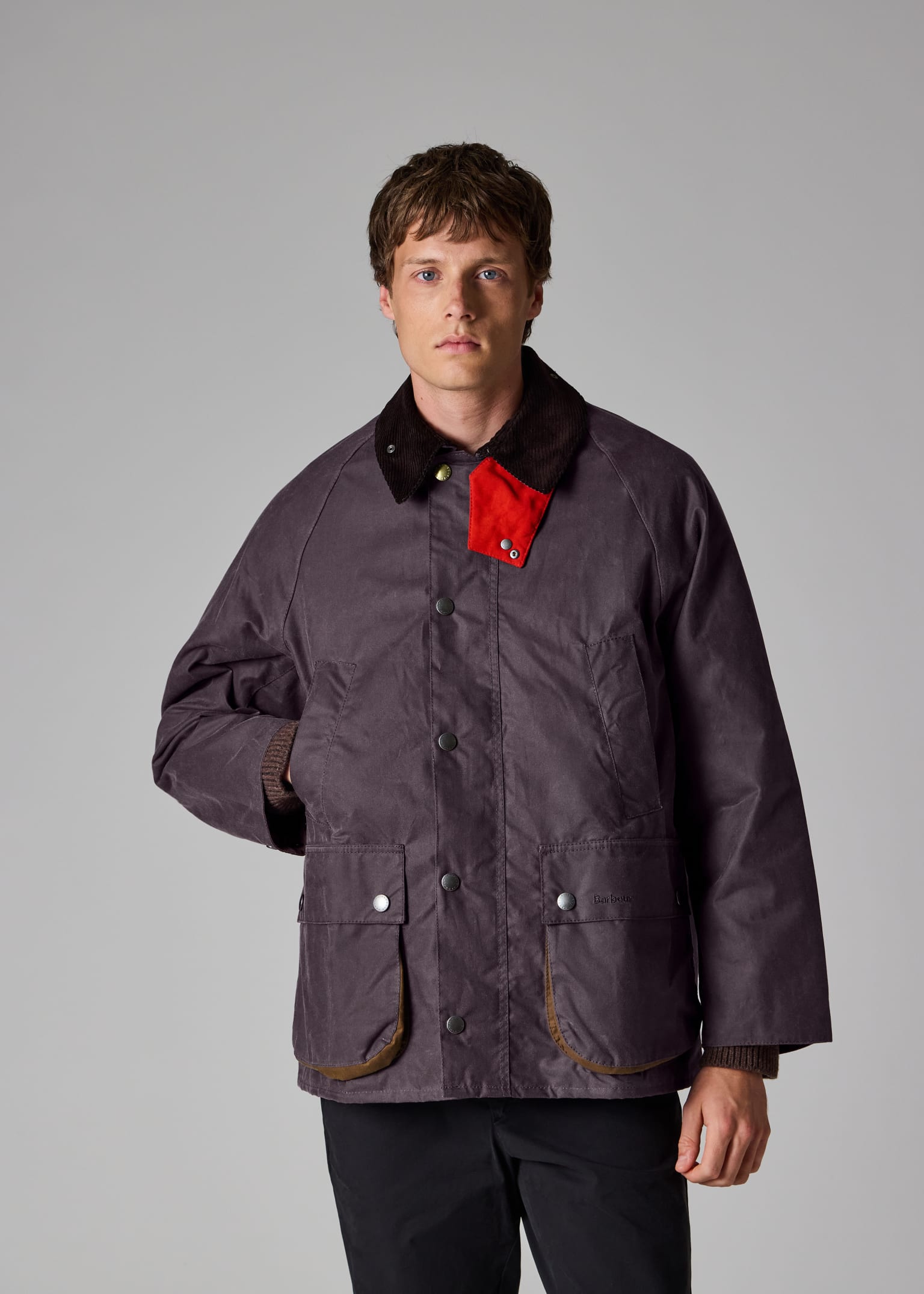 Paul Smith loves Barbour - Grey Lilac Oversized Bedale Wax Jacket