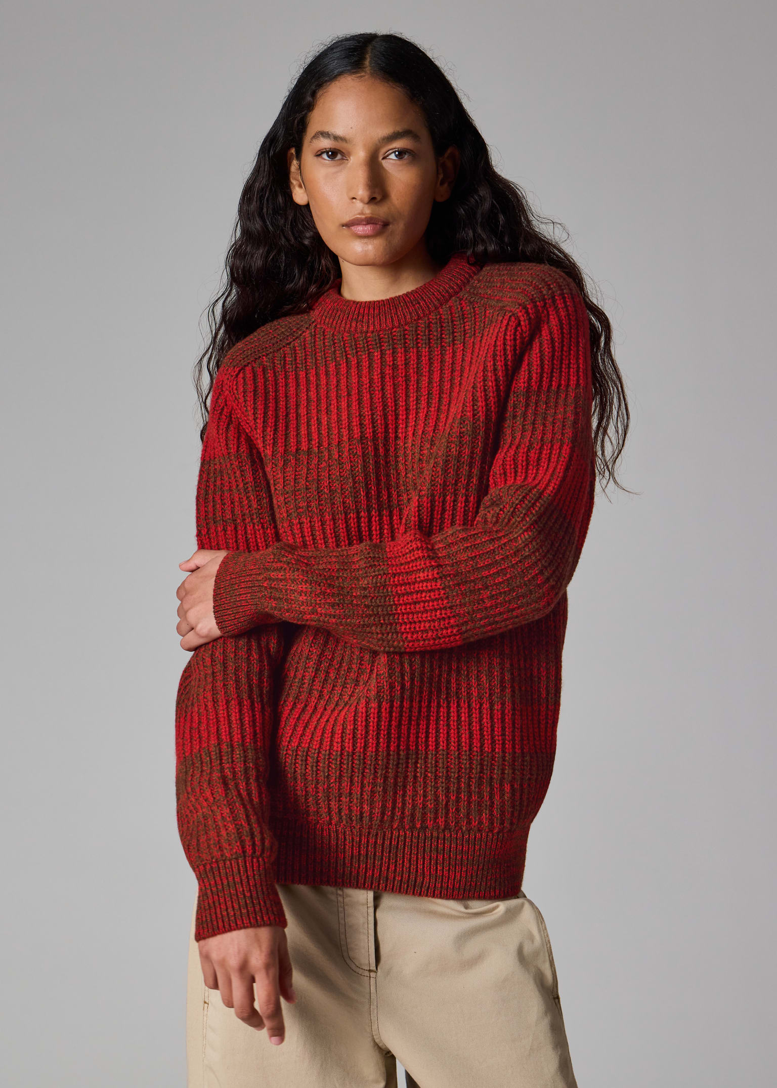 Paul Smith loves Barbour - Rosette Red Saddle Crew Neck Sweater