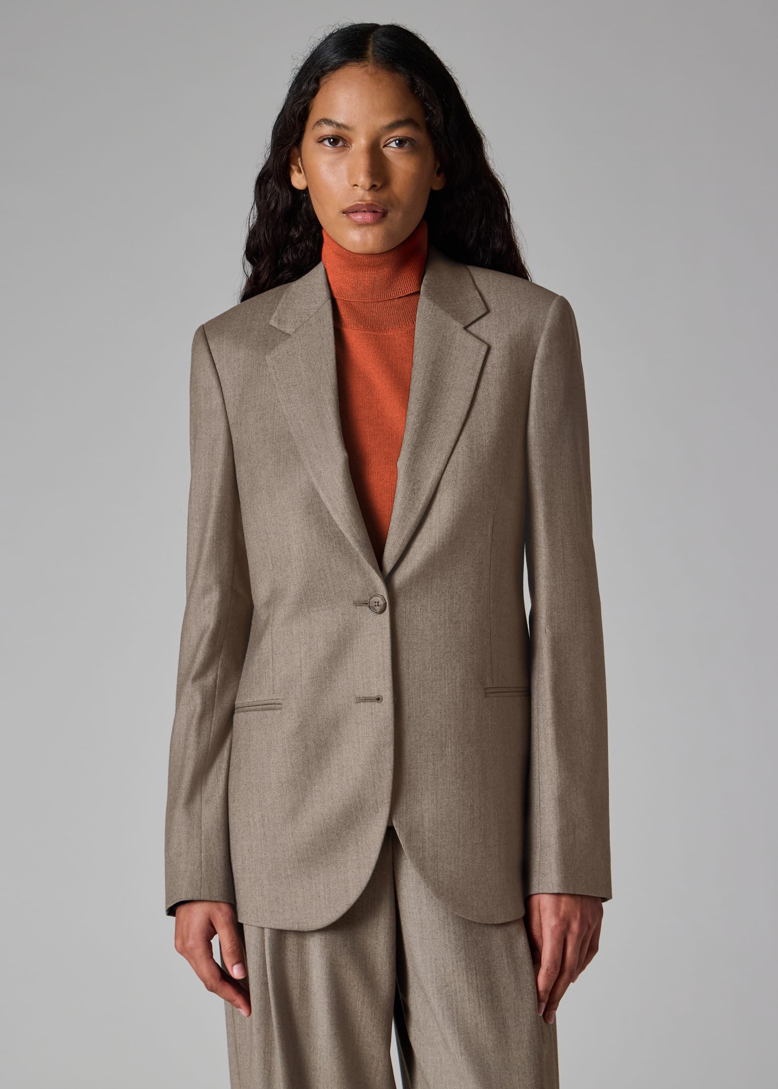 Women's Grey Wool-Cashmere Flannel Blazer