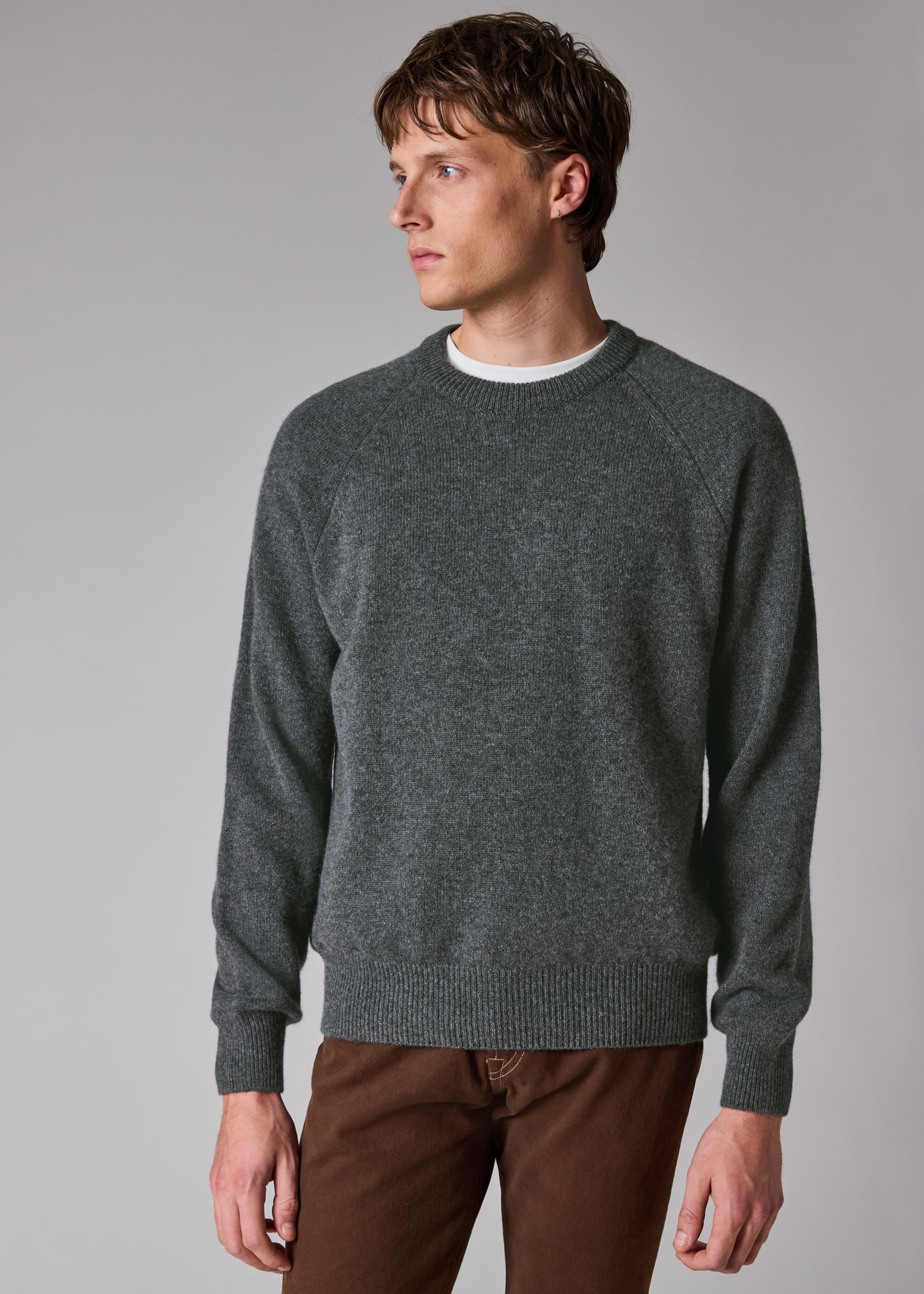 Men's Charcoal Cashmere Crew Neck Sweater