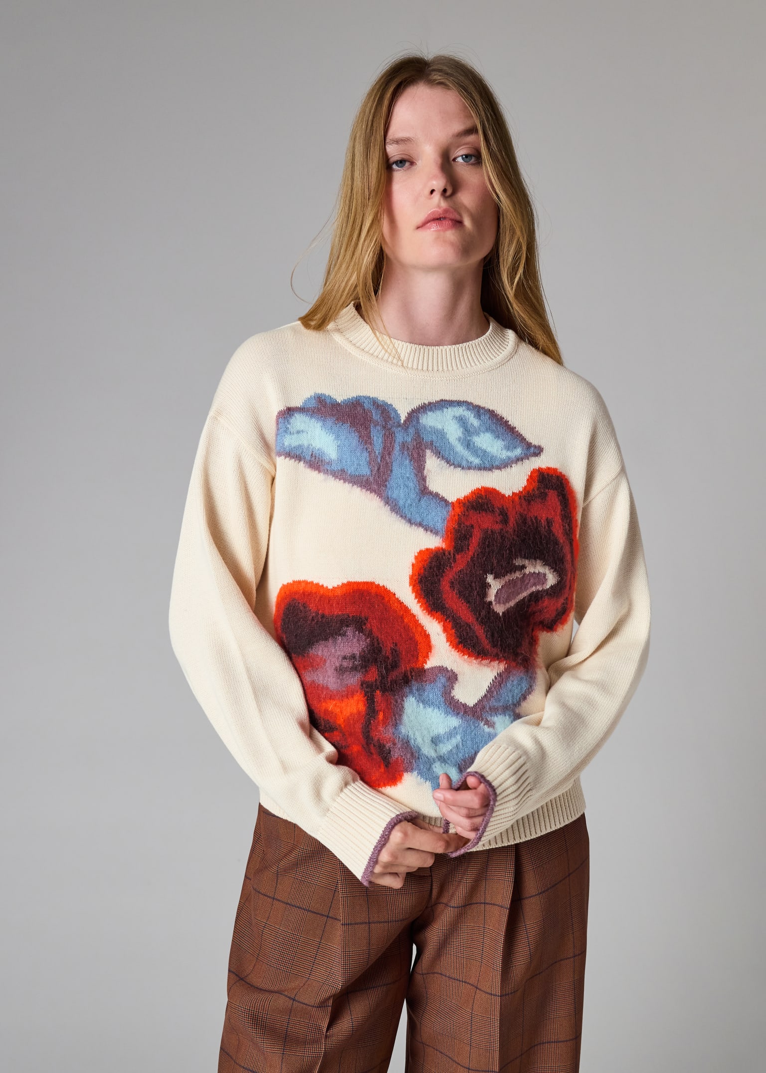 Women's Cream 'Hazy Floral' Oversized Sweater