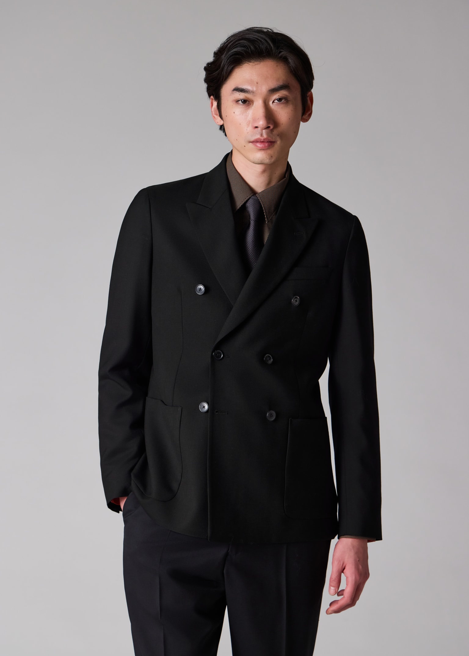 【Paul Smith】20AW double Tailored JKT Men's Tailored-Fit Black 'Suit To Travel In' Double-Breasted Blazer