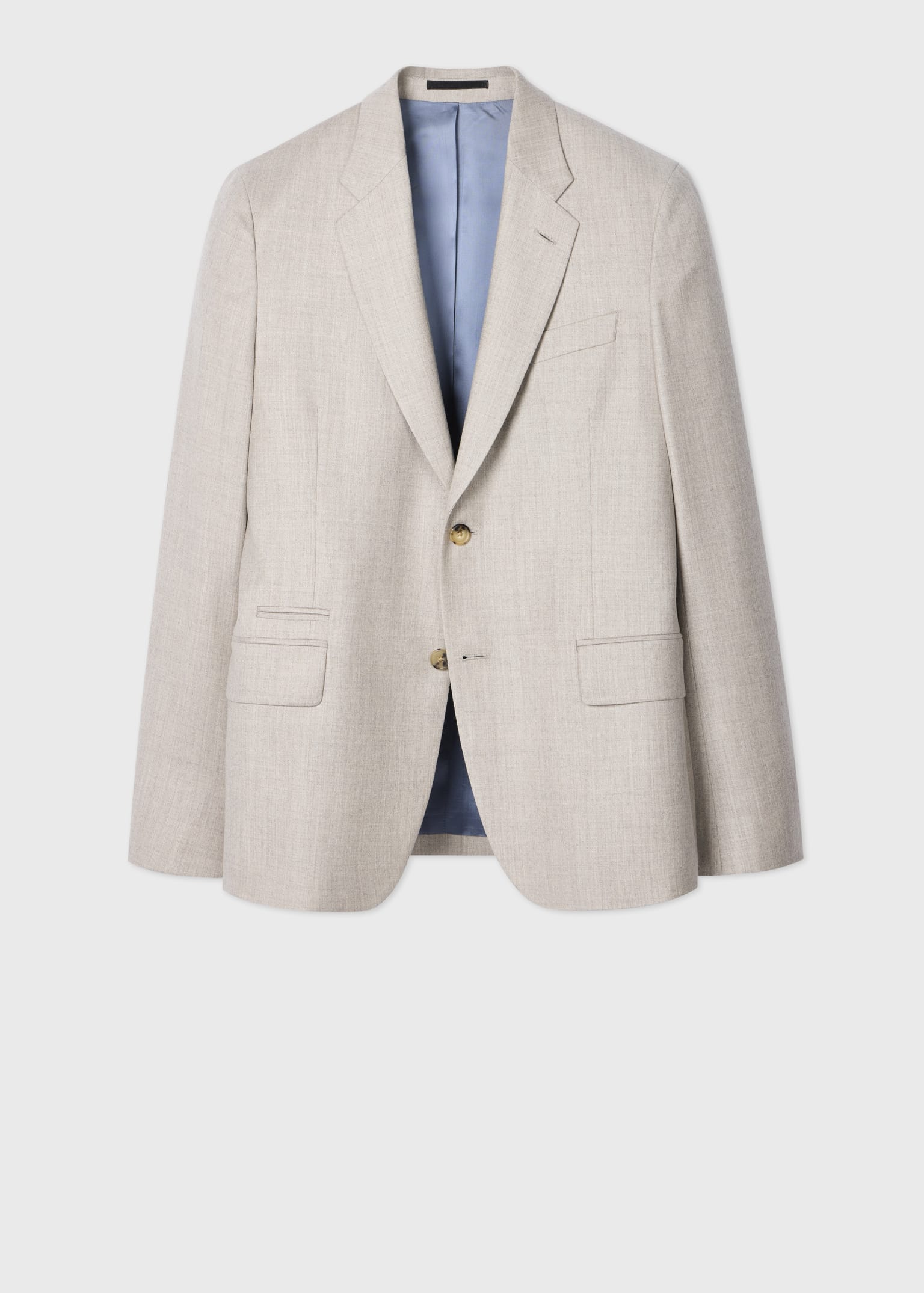 Men's Tailored-Fit Beige Overdyed Wool-Cashmere Flannel Blazer