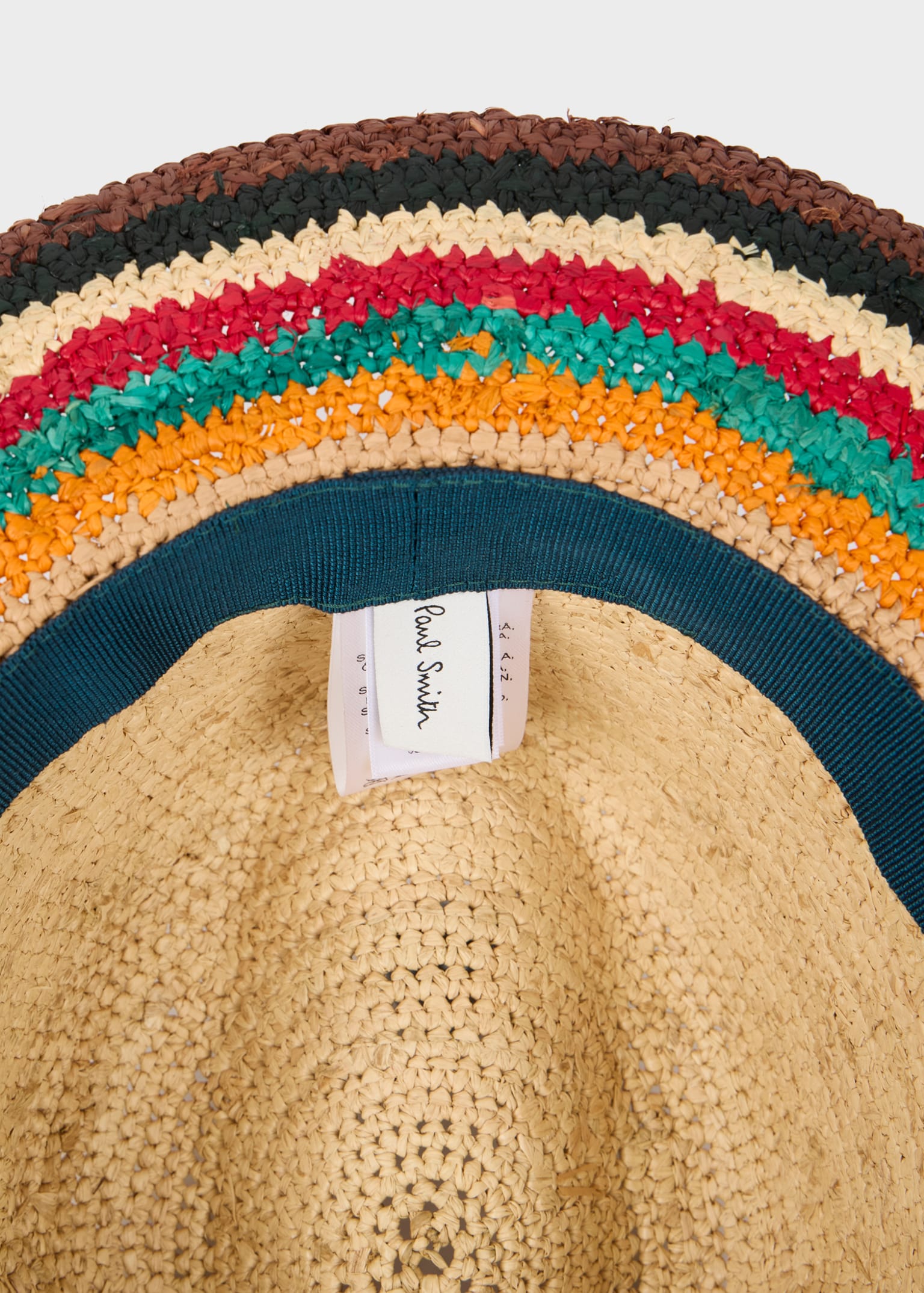 Brown 'Signature Stripe' Straw Trilby Hat