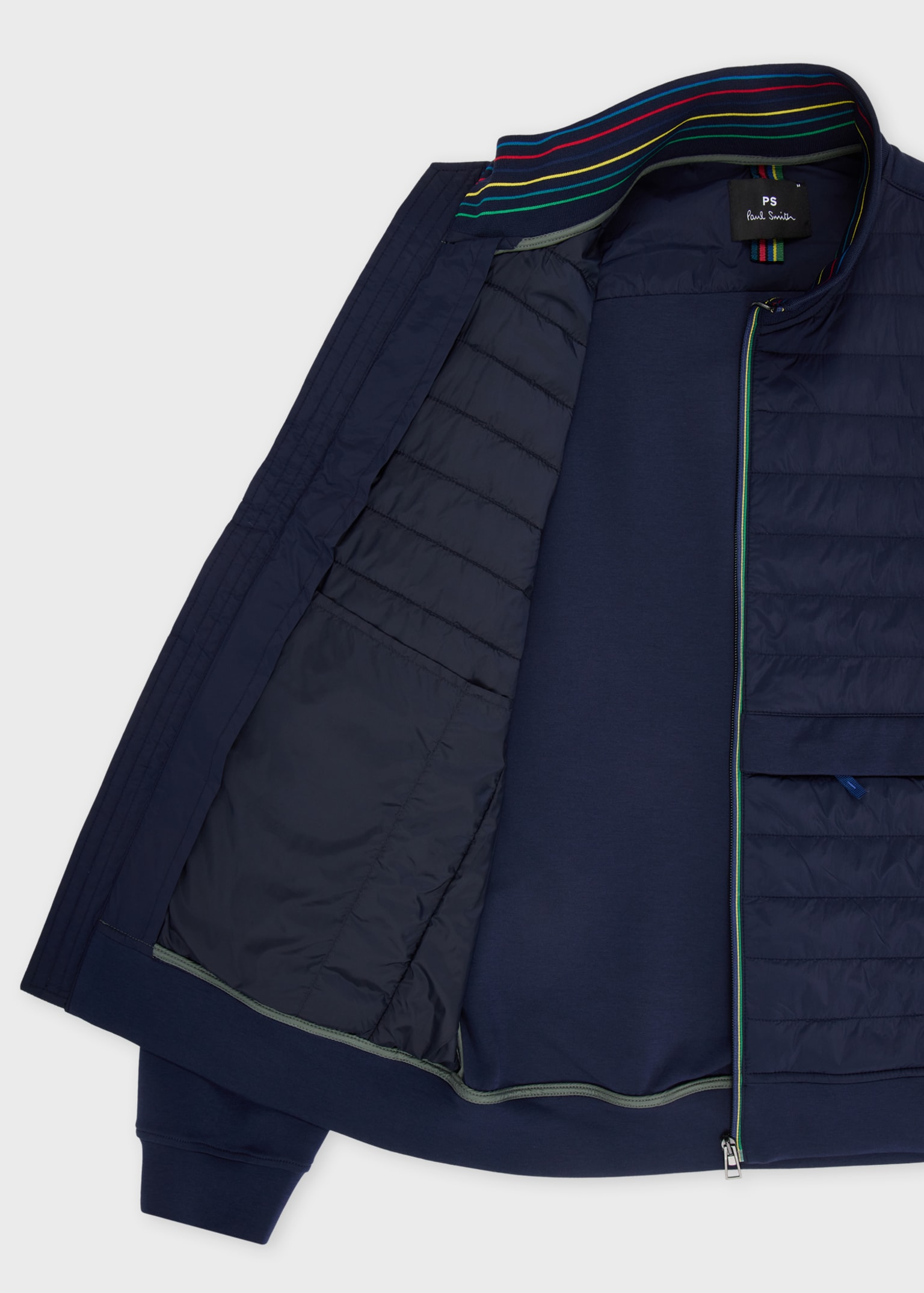 Men's Navy Quilted Mixed Media Jacket