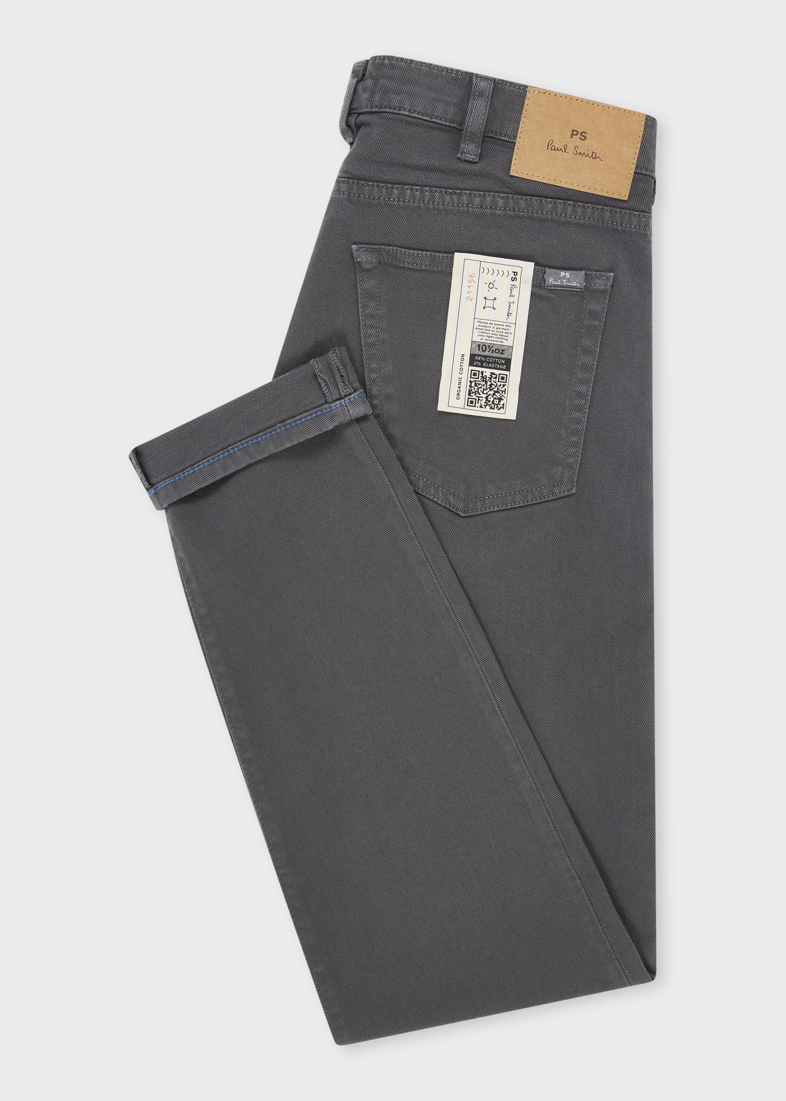 Men's Tapered-Fit Grey Garment-Dyed Organic Cotton-Stretch Jeans