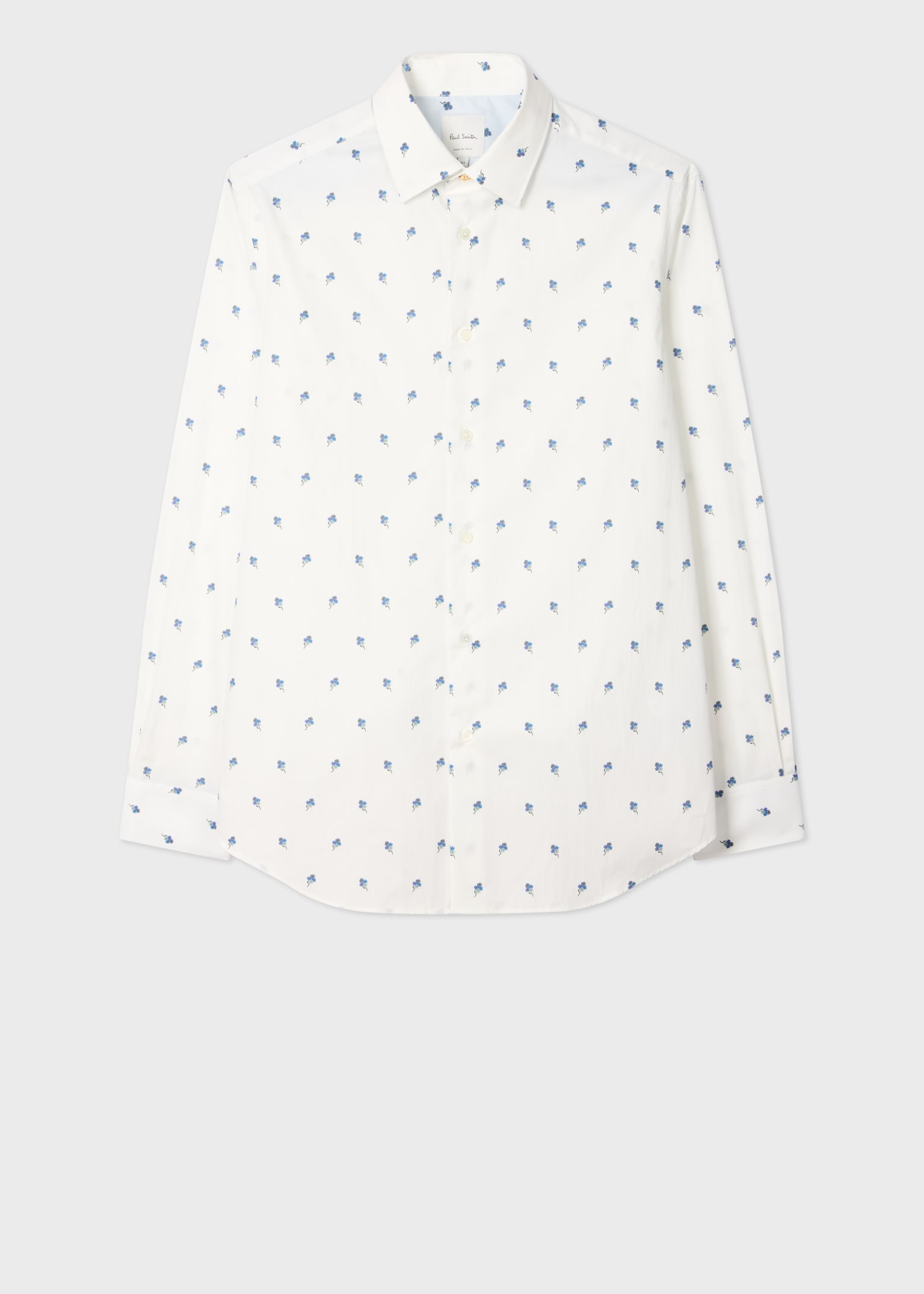 Men's Tailored-Fit White 'Ditsy Flower' Cotton Shirt