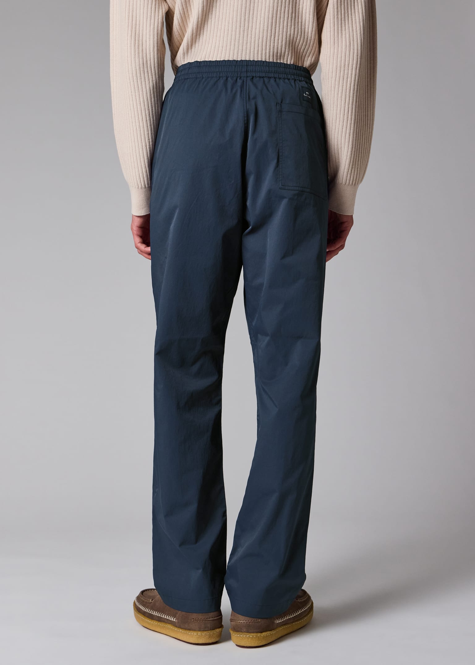 Men's Navy Technical Cotton-Blend Drawstring Waist Trousers