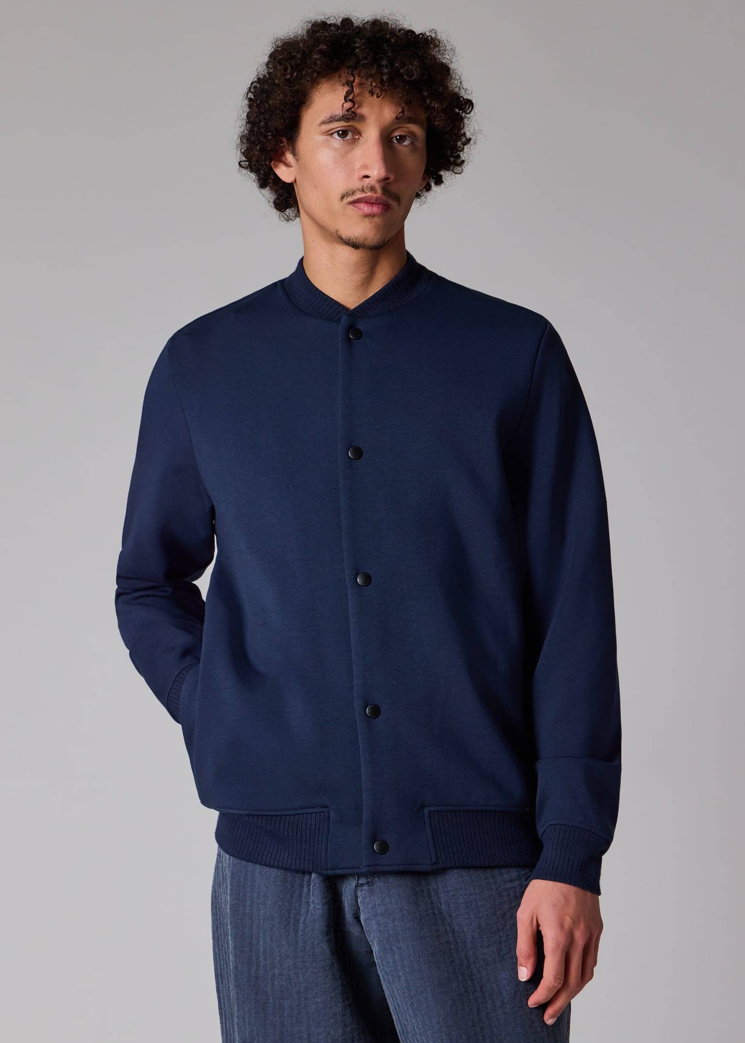 PS Paul Smith◆PY-BM-77326/MK.202117 Pコート Men's Navy Jersey Bomber Jacket