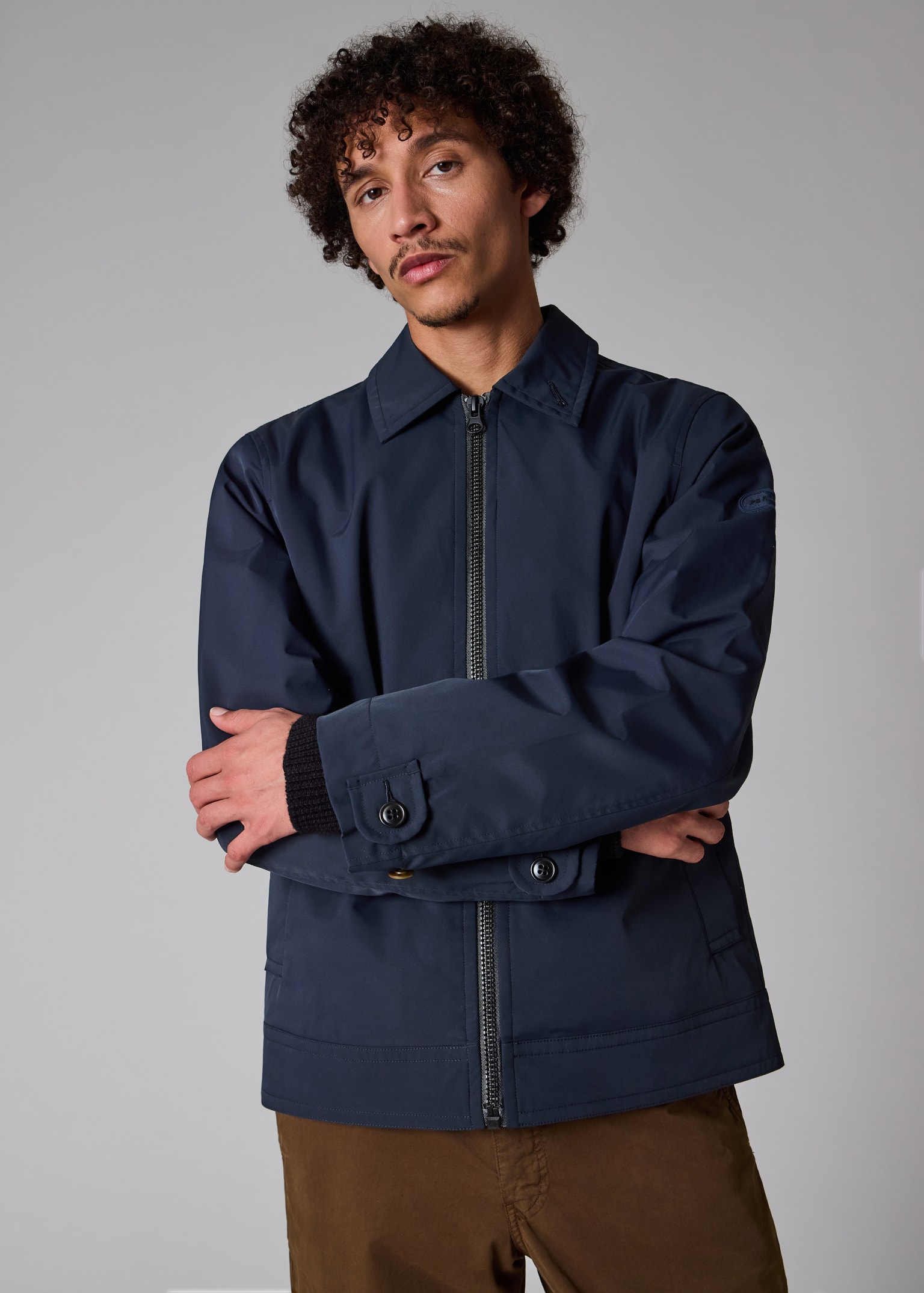 Navy Recycled Polyester Zip Blouson Jacket