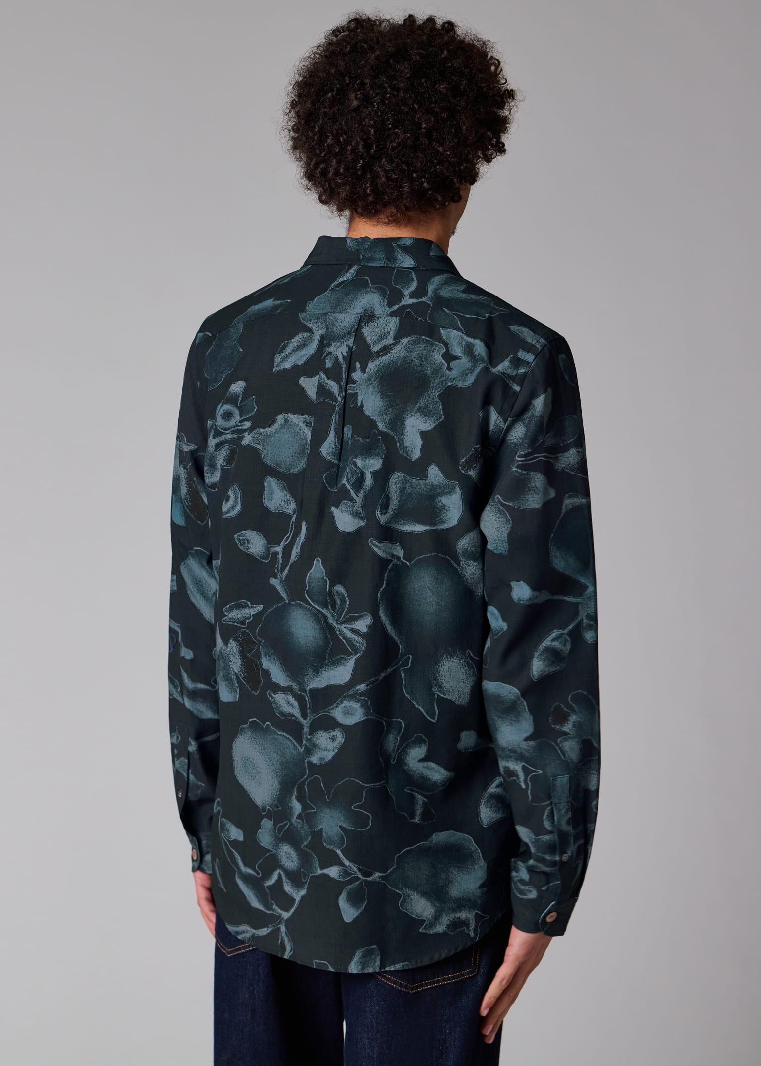 Men's Navy 'Good Fortune Floral' Print Shirt