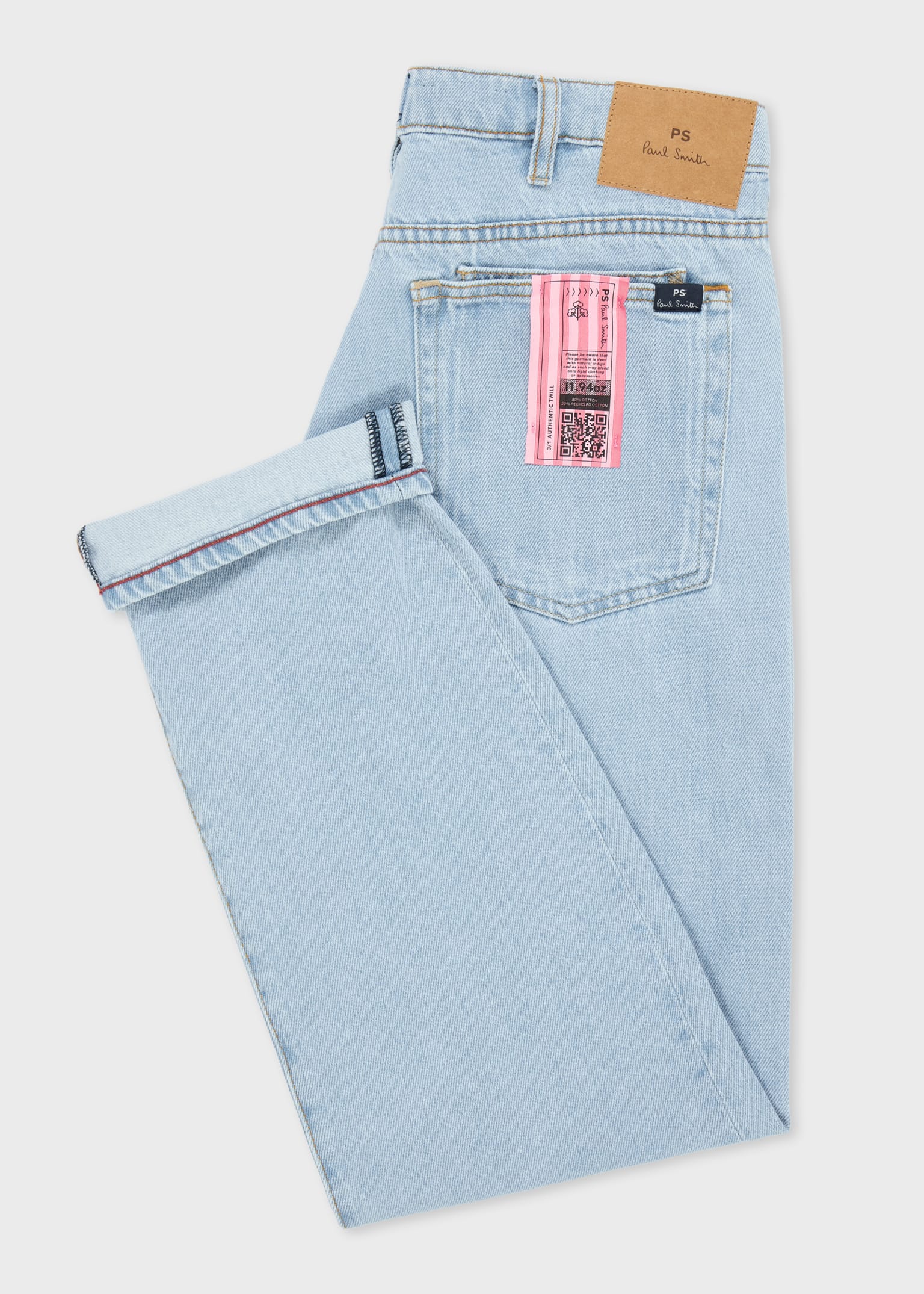 Men's Relaxed Tapered-Fit Light Wash Recycled Cotton-Blend Jeans