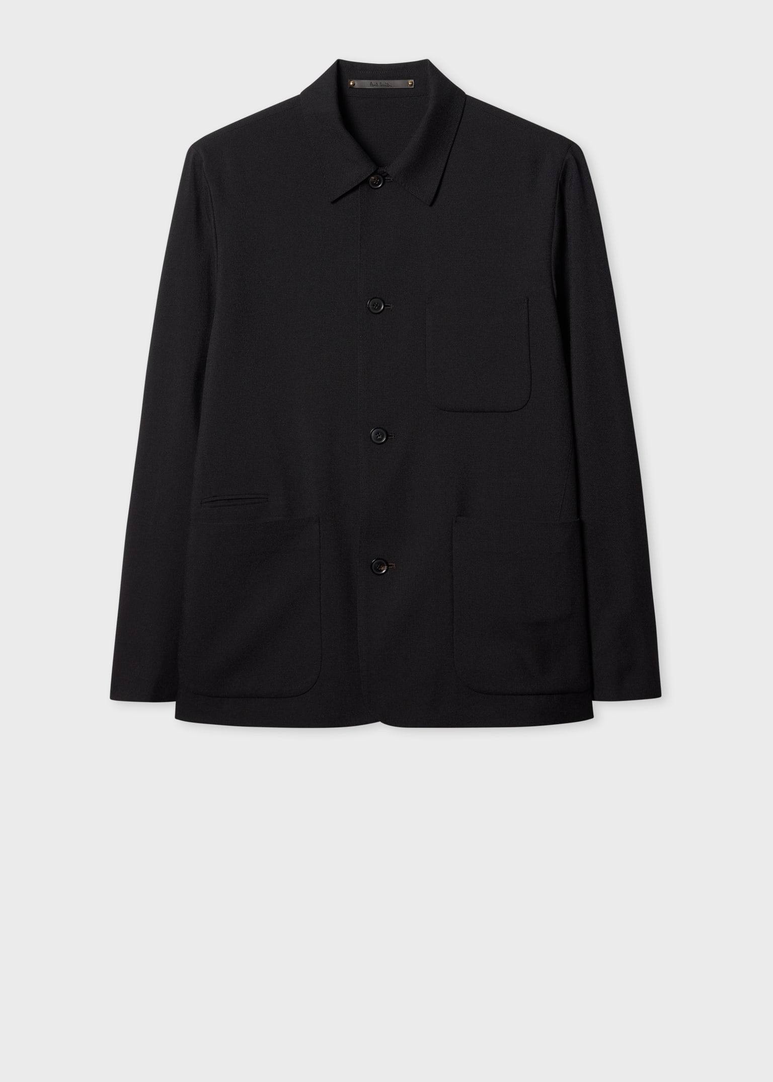 Men's Black Two-Ply Hopsack Wool Work Jacket