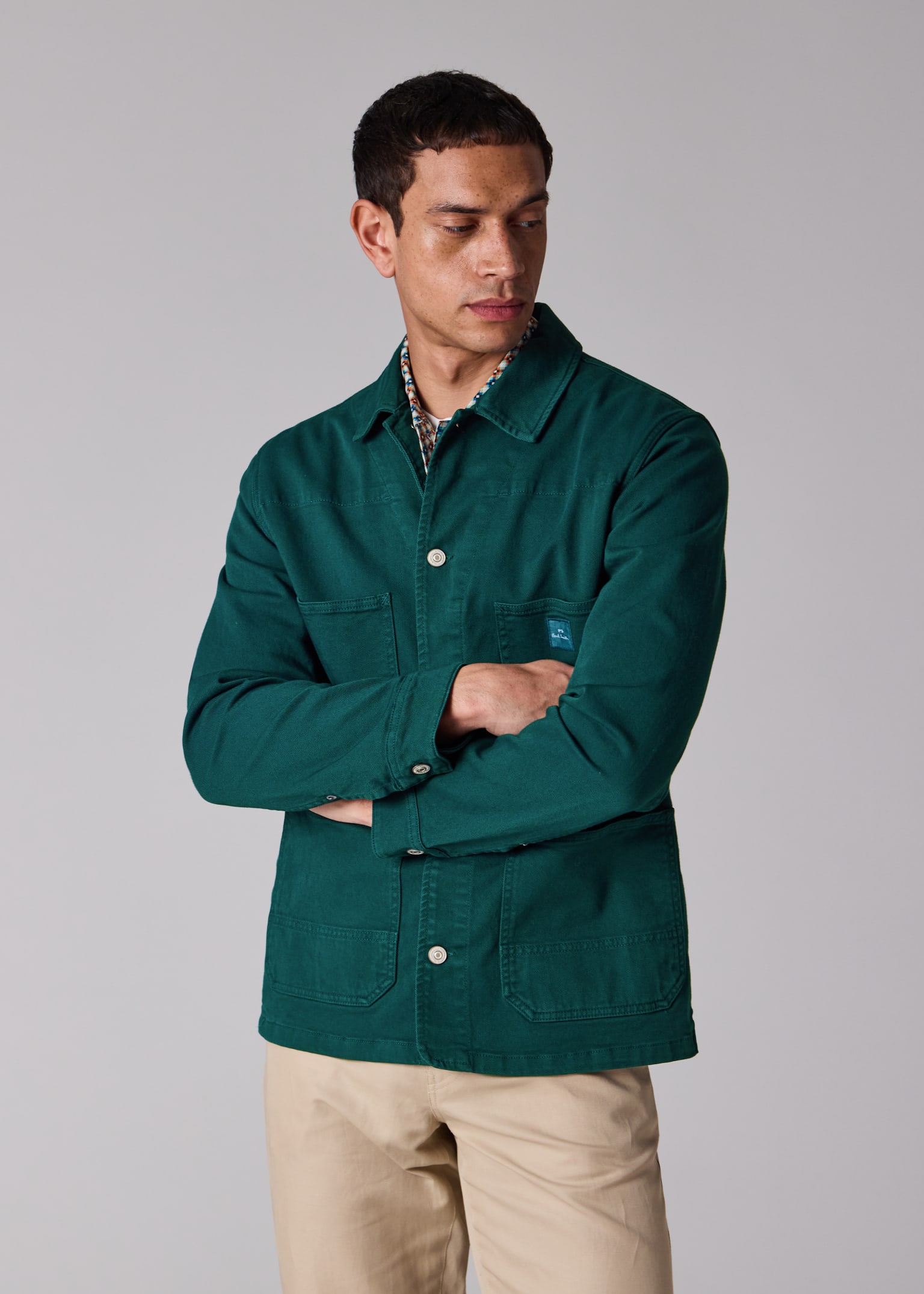 Men's Petrol Green Garment-Dyed Denim Work Jacket