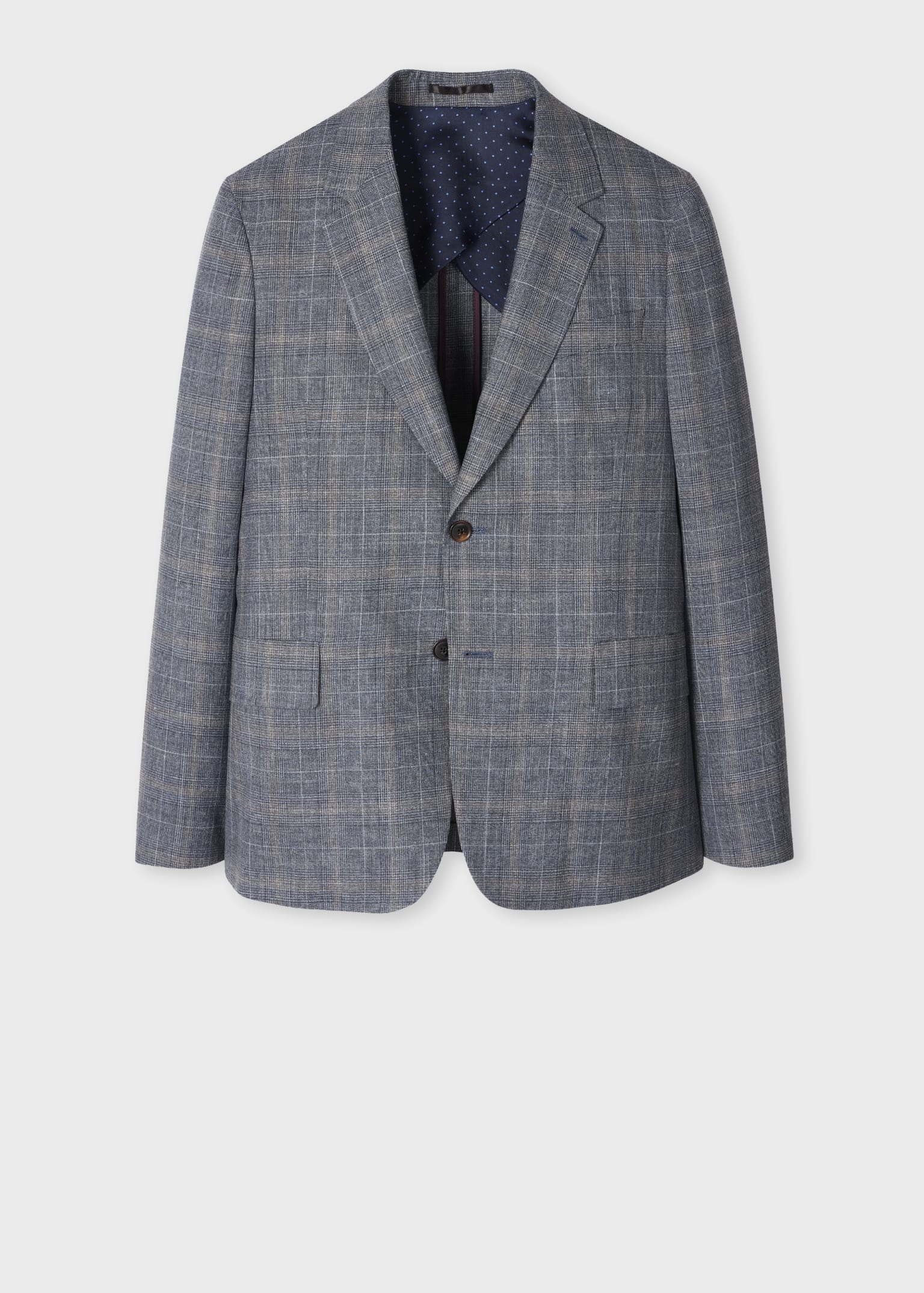 Men's Blue Summertime Check Wool-Silk Blazer