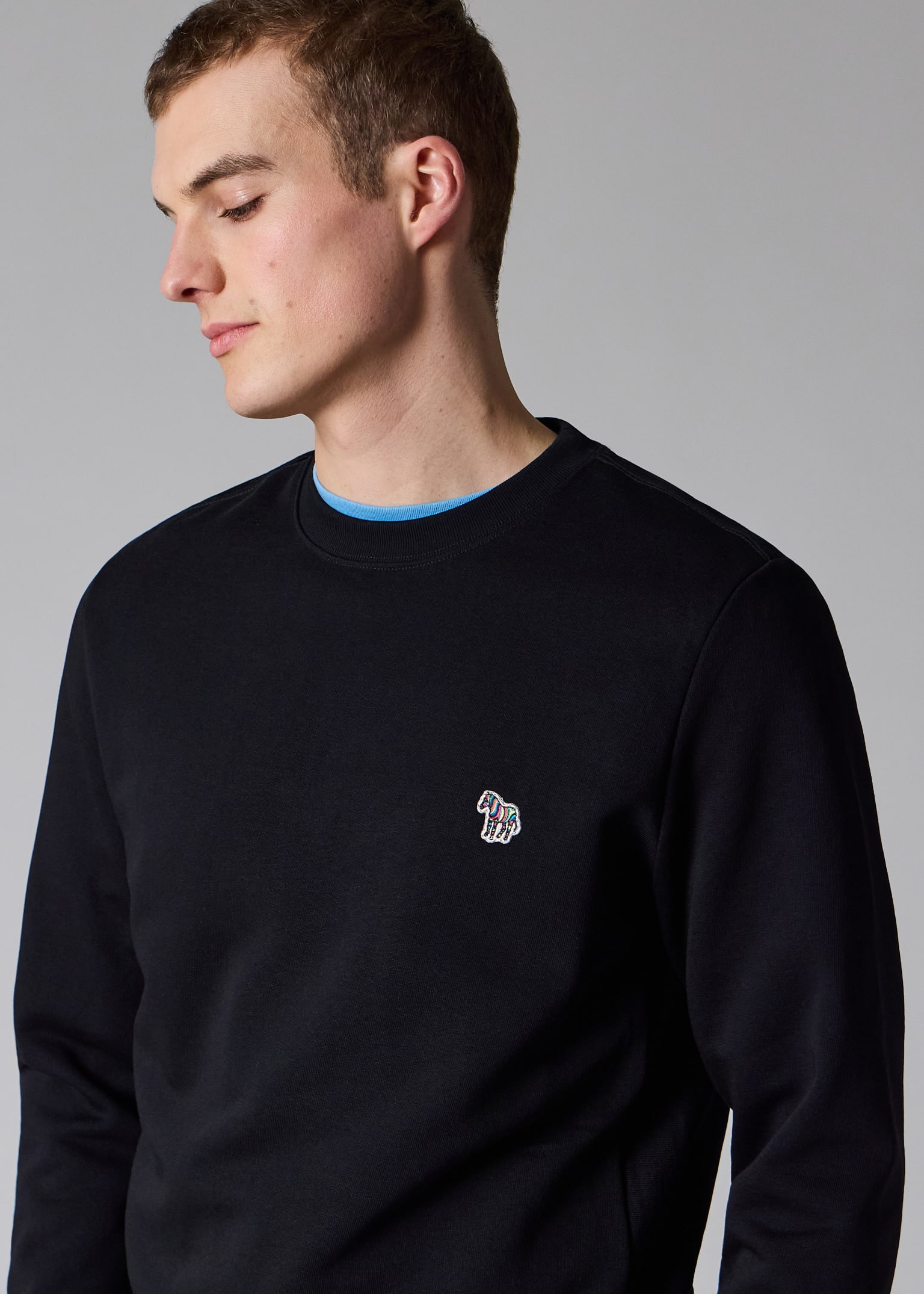 Black Cotton Embroidered Zebra Logo Sweatshirt