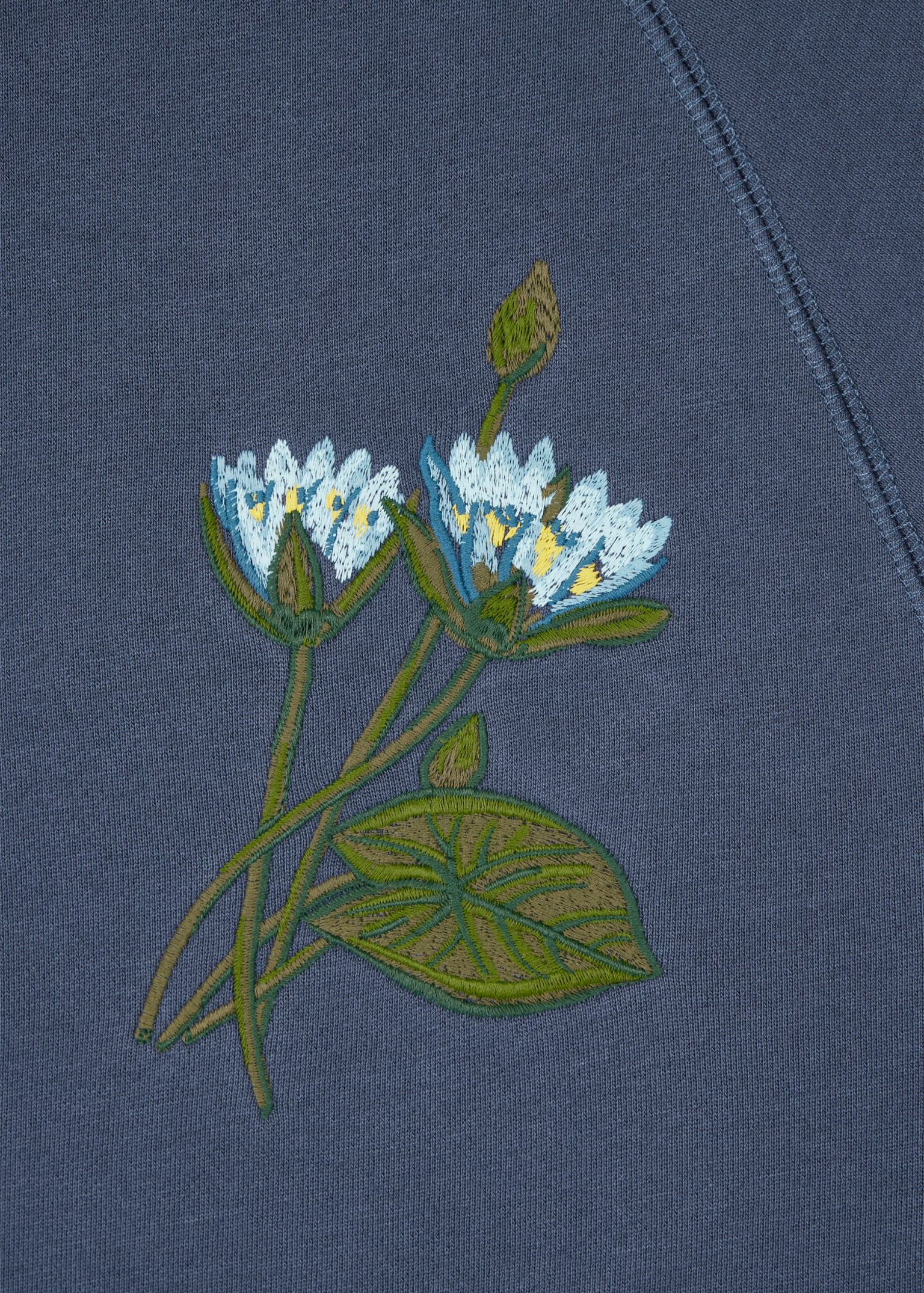 Men's Steel Blue 'Floral' Embroidery Sweatshirt